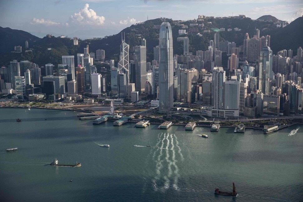A general view shows Victoria harbour next to commercial and residential buildings in Hong Kong on September 20, 2020. Photo: AFP