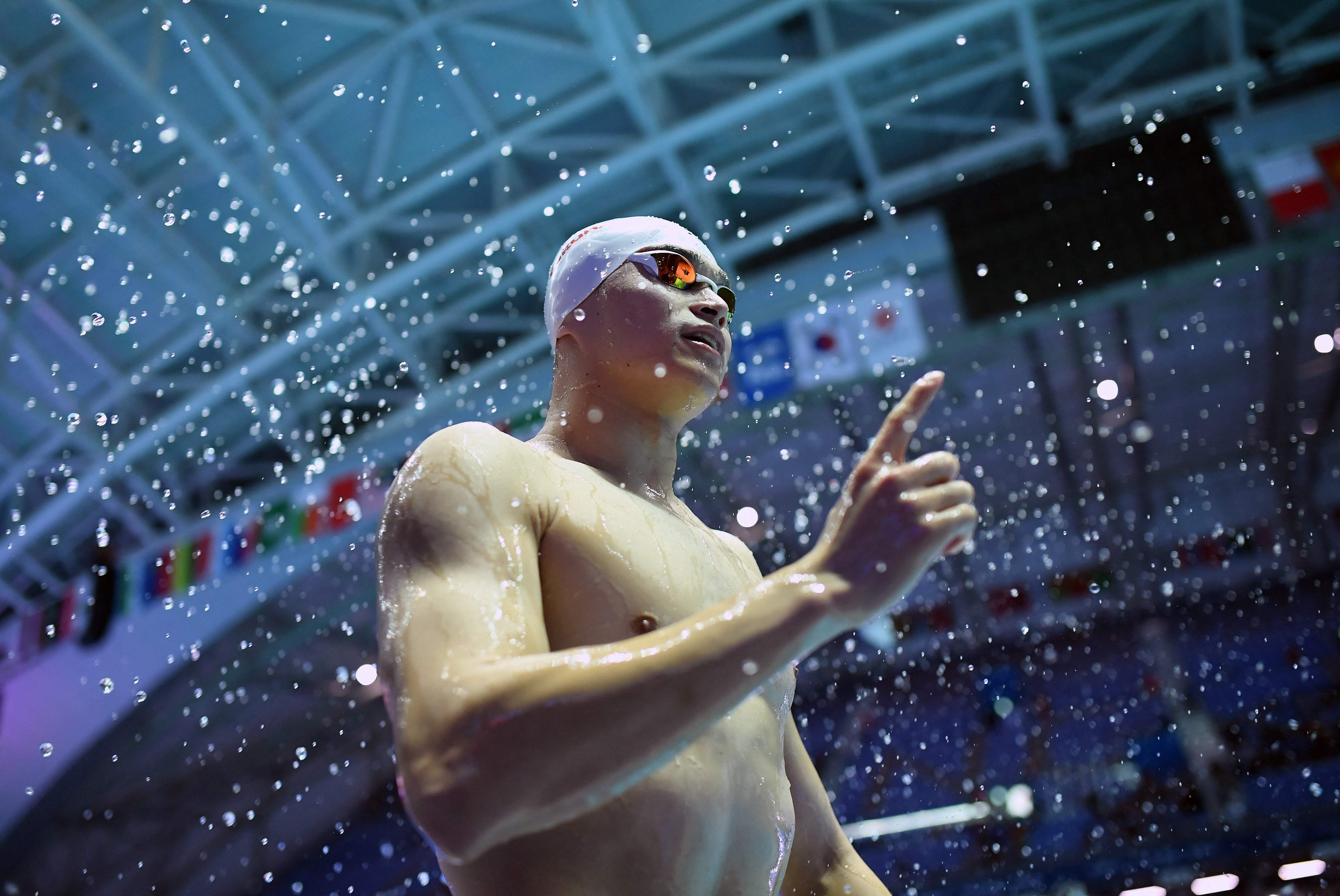 Sun Yang, at the 2019 World Aquatics Championships in South Korea, has been banned until May, 2024. Photo: AFP