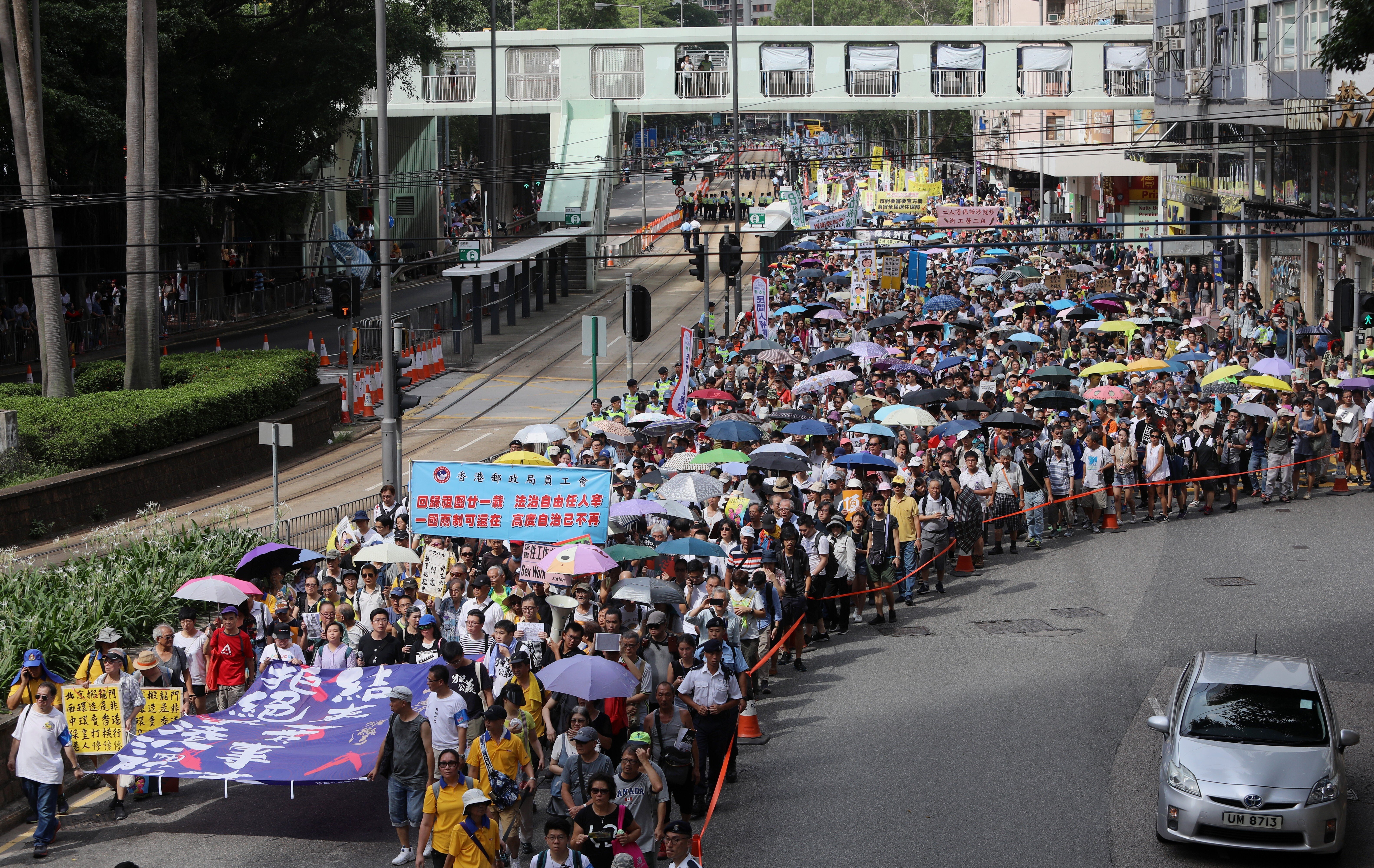 People participate in a July 1 rally in 2018. Police on Monday denied an application for this year’s rally, citing the pandemic. Photo: Sam Tsang
