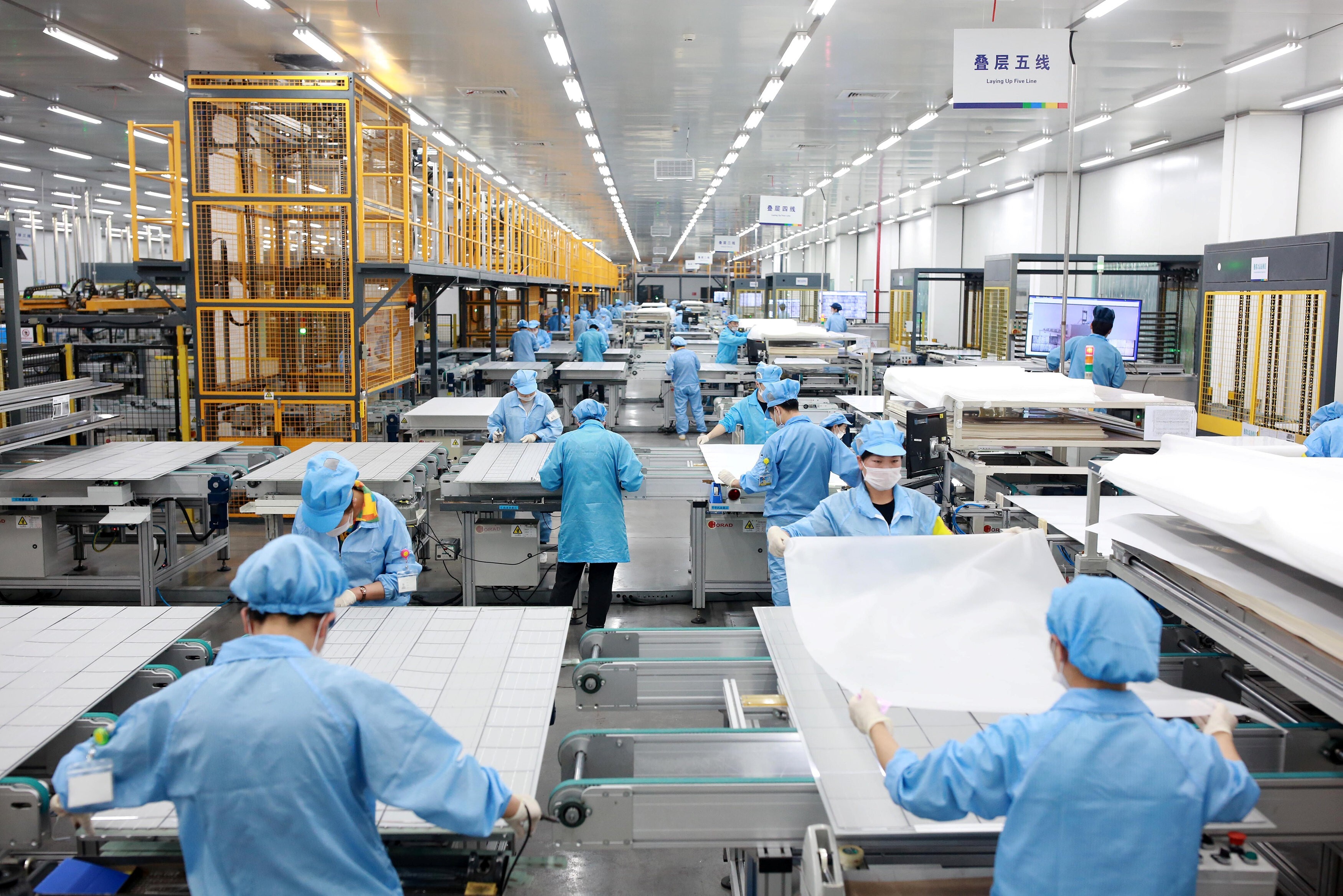 Photovoltaic solar panels are made at a factory in Ningbo, Zhejiang province. Photo: Reuters
