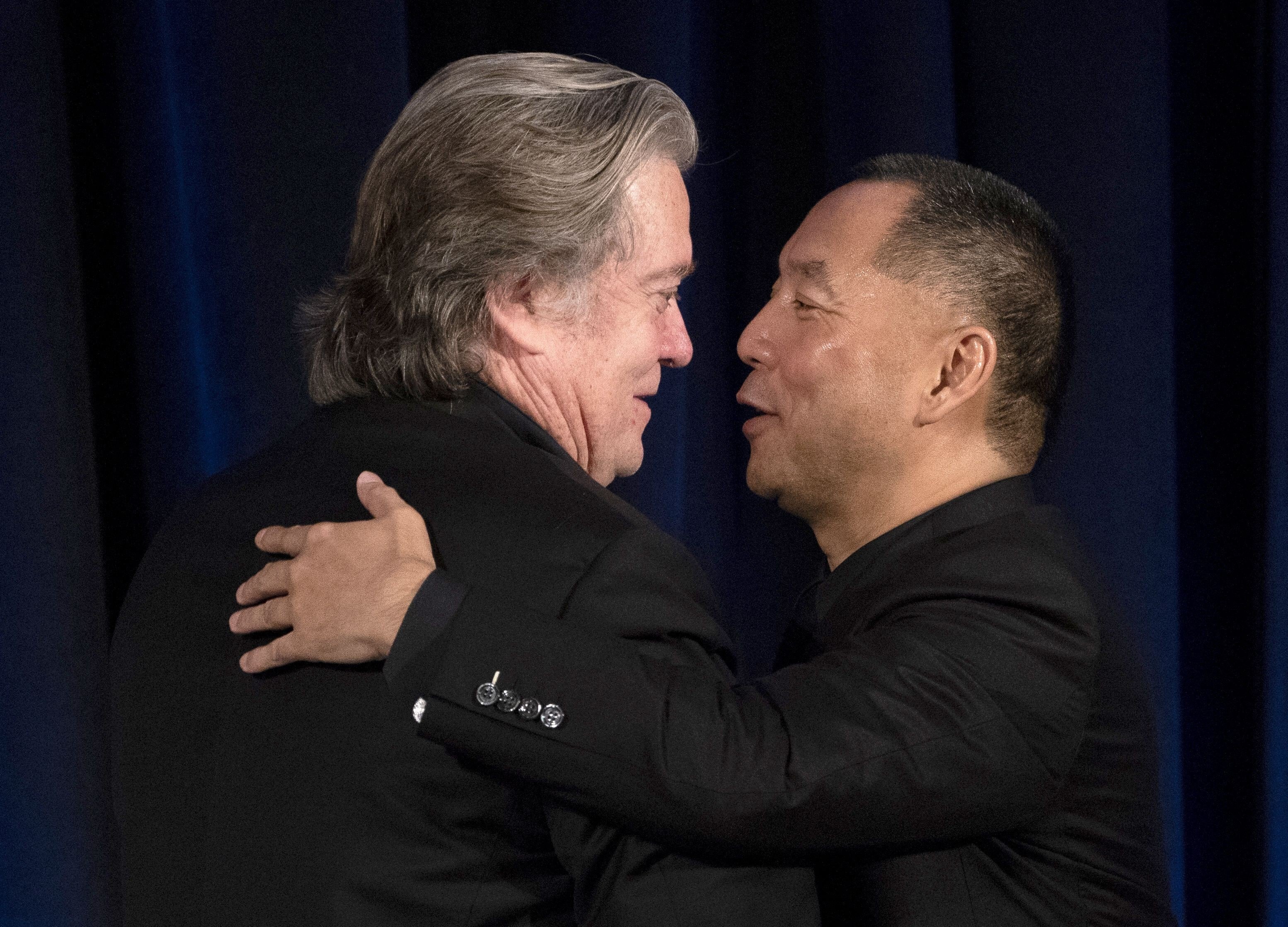 Steve Bannon and fugitive Chinese billionaire Guo Wengui in 2018. File photo: AFP