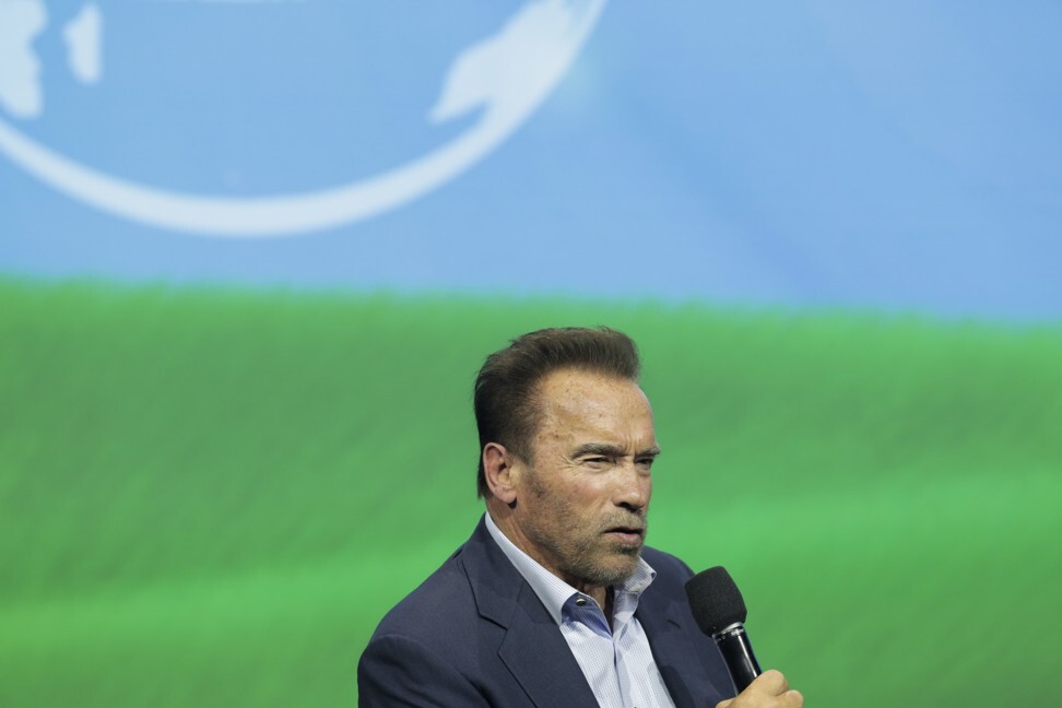 Arnold Schwarzenegger, founder of the Austrian World Summit, in Vienna, Austria on Thursday. Photo: AP