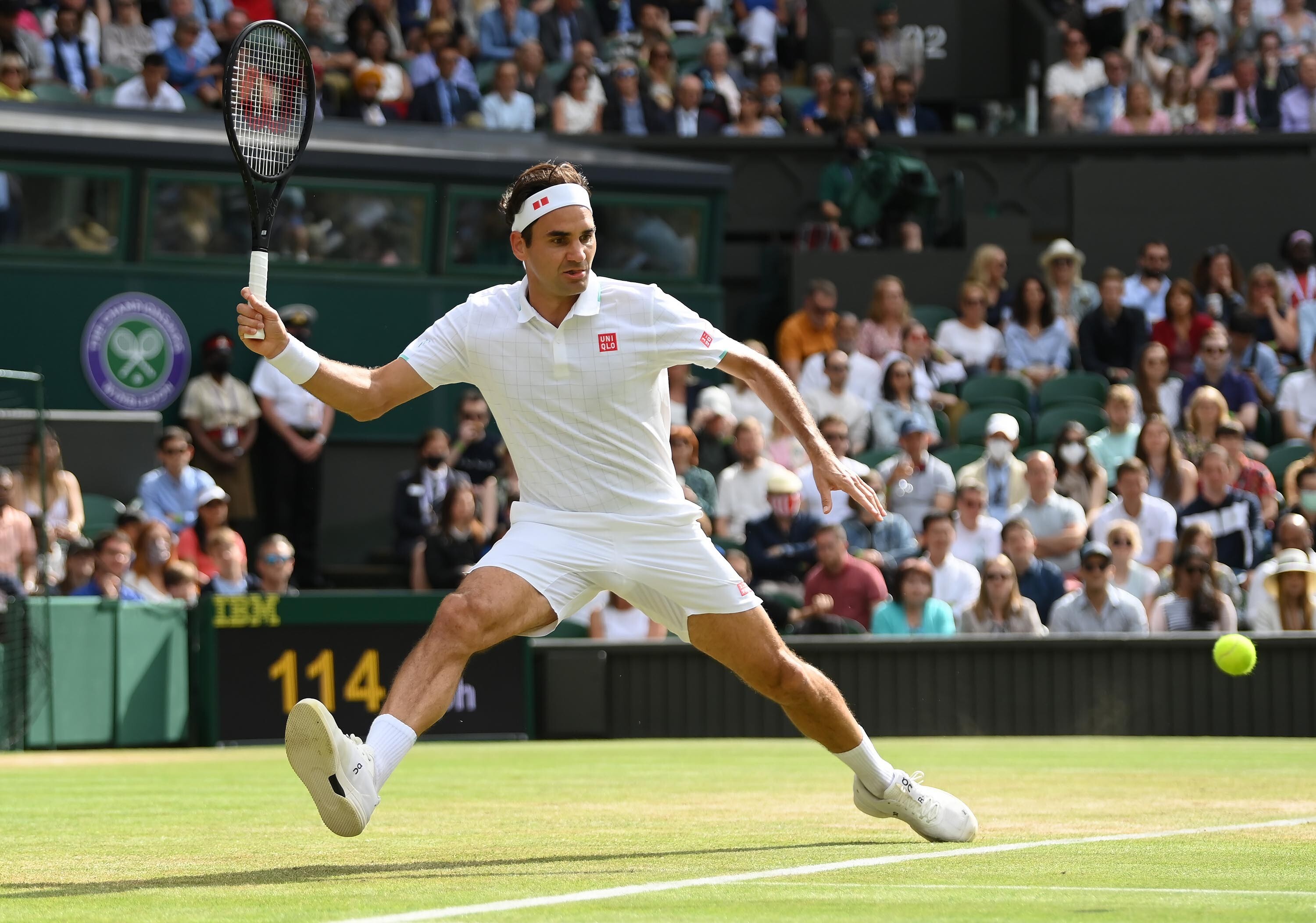 Roger Federer plays a forehand during his third-round win against Cameron Norrie of Great Britain. Photo: TNS