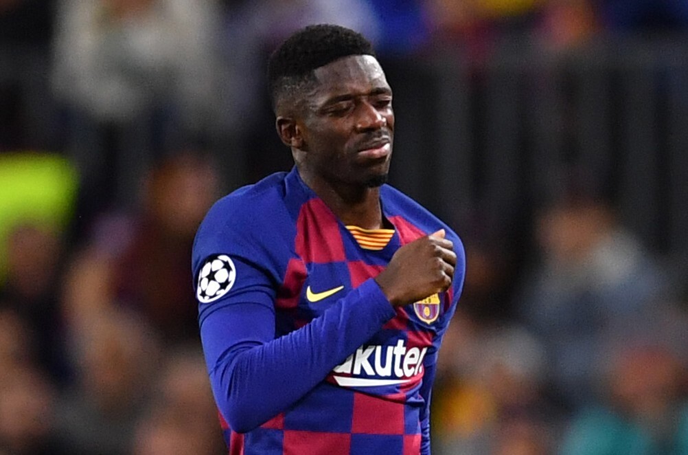 Barcelona's Ousmane Dembele reacts during the 2019-20 Uefa Champions League group stage match against former club Borussia Dortmund at the Camp Nou Stadium in November 2019. Photo: DPA