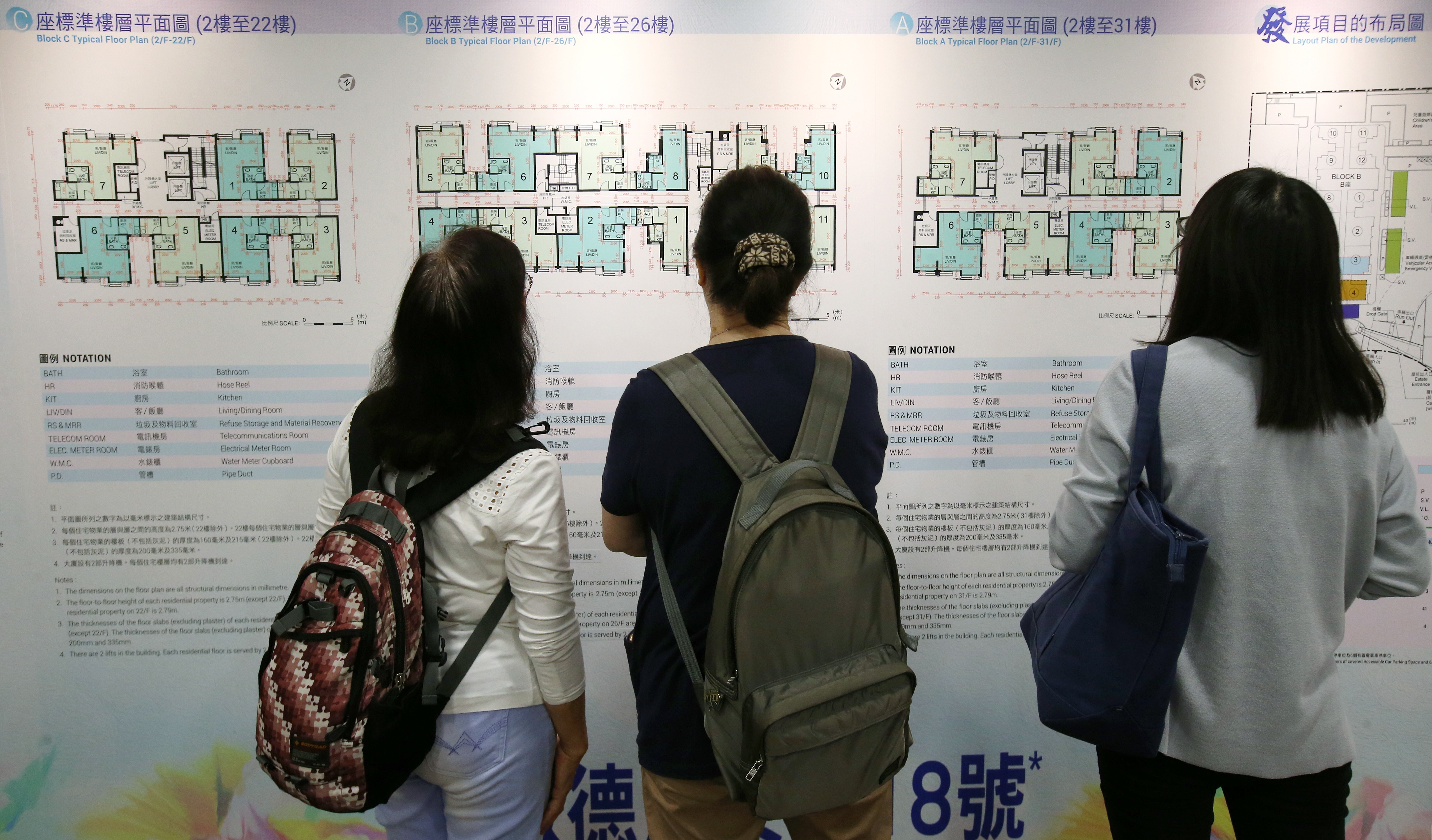 People looking at the layout plan for a residential project in Kai Tak, Hong Kong. Photo: David Wong
