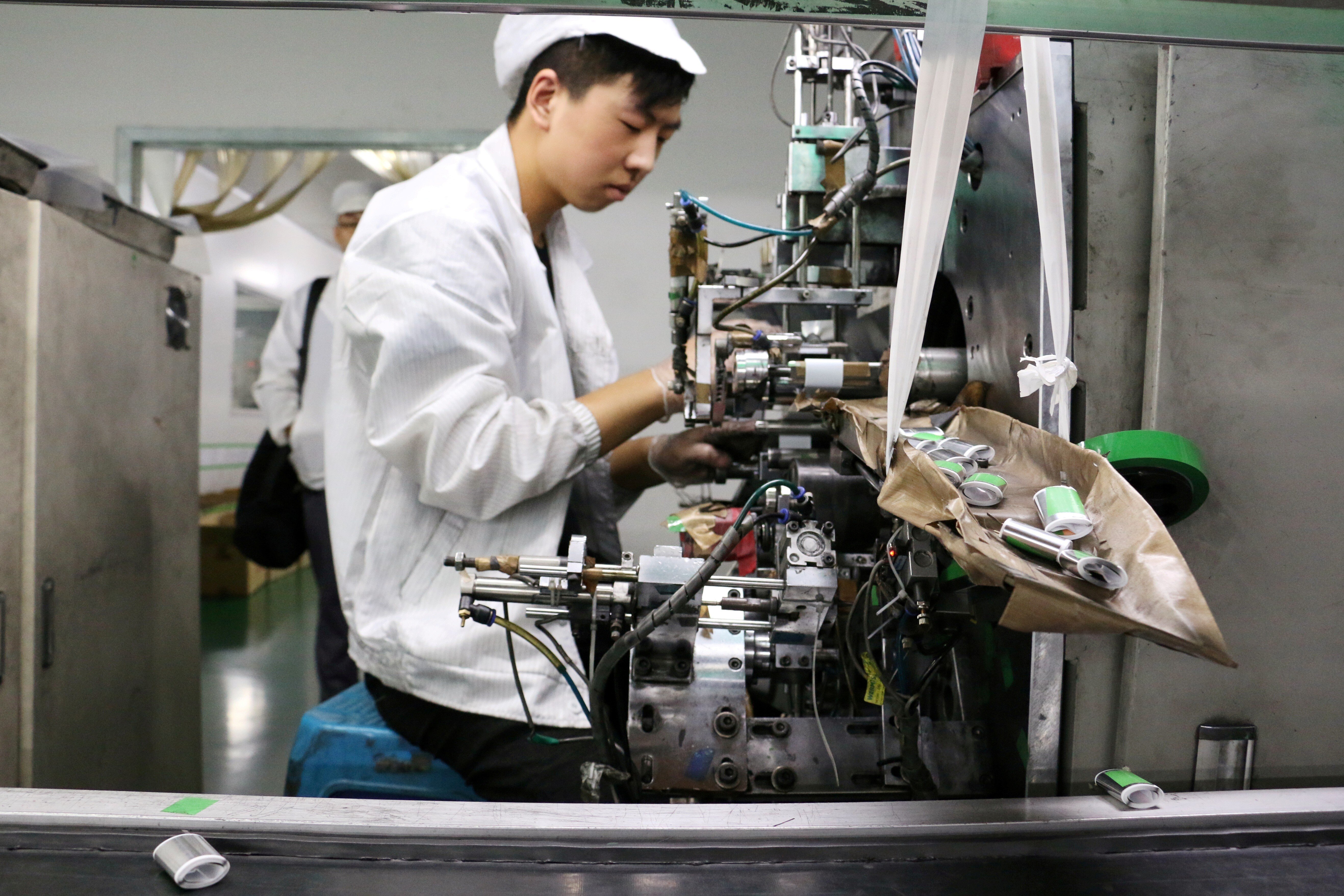 A lithium-ion battery production line at a factory in Dongguan, China. Photo: Reuters