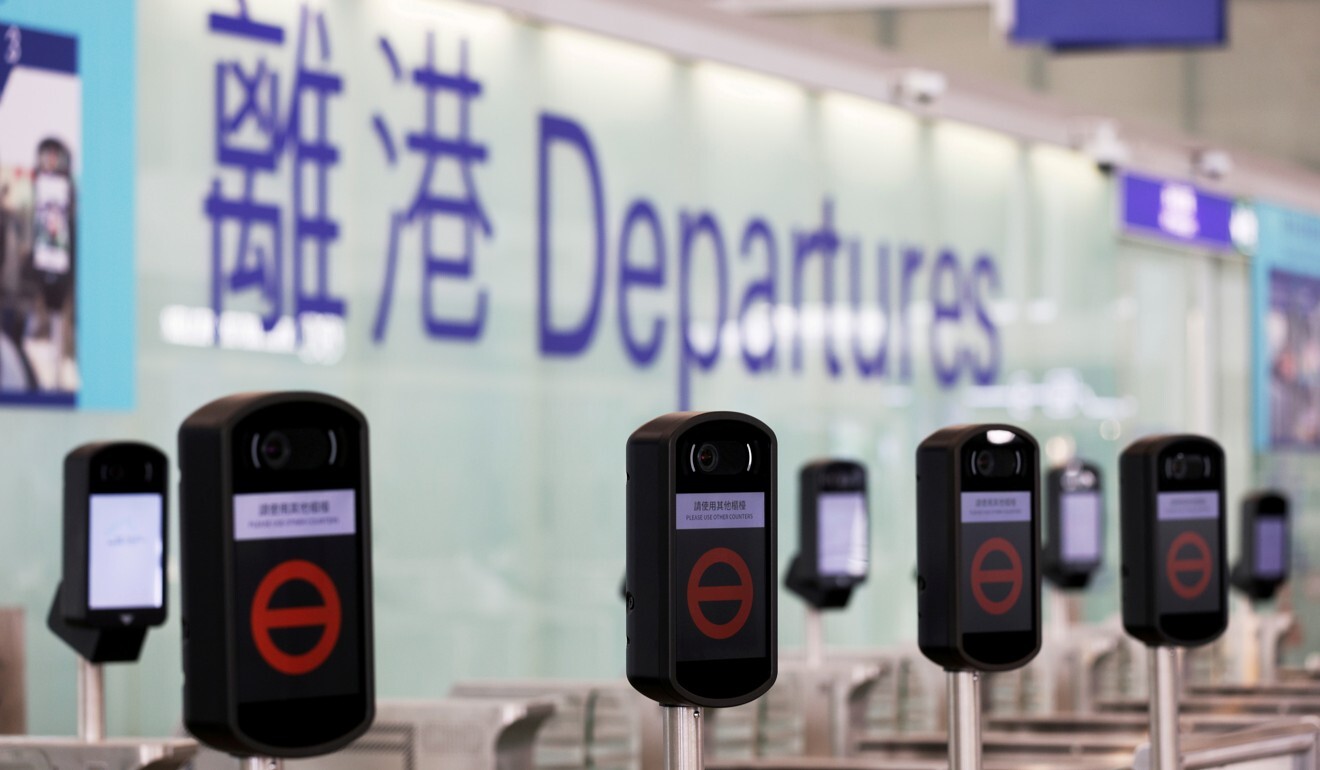 Closed counters at the departures hall of Hong Kong International Airport. Photo: Reuters
