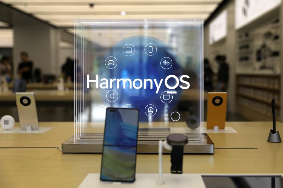 A Huawei Mate 40 smartphone installed with Huawei’s operating system HarmonyOS displayed at a Huawei store in Beijing on June 3, 2021. Huawei switched to its own operating system after being blocked from Google apps and services, but the devices are still a hard sell overseas. Photo: Reuters