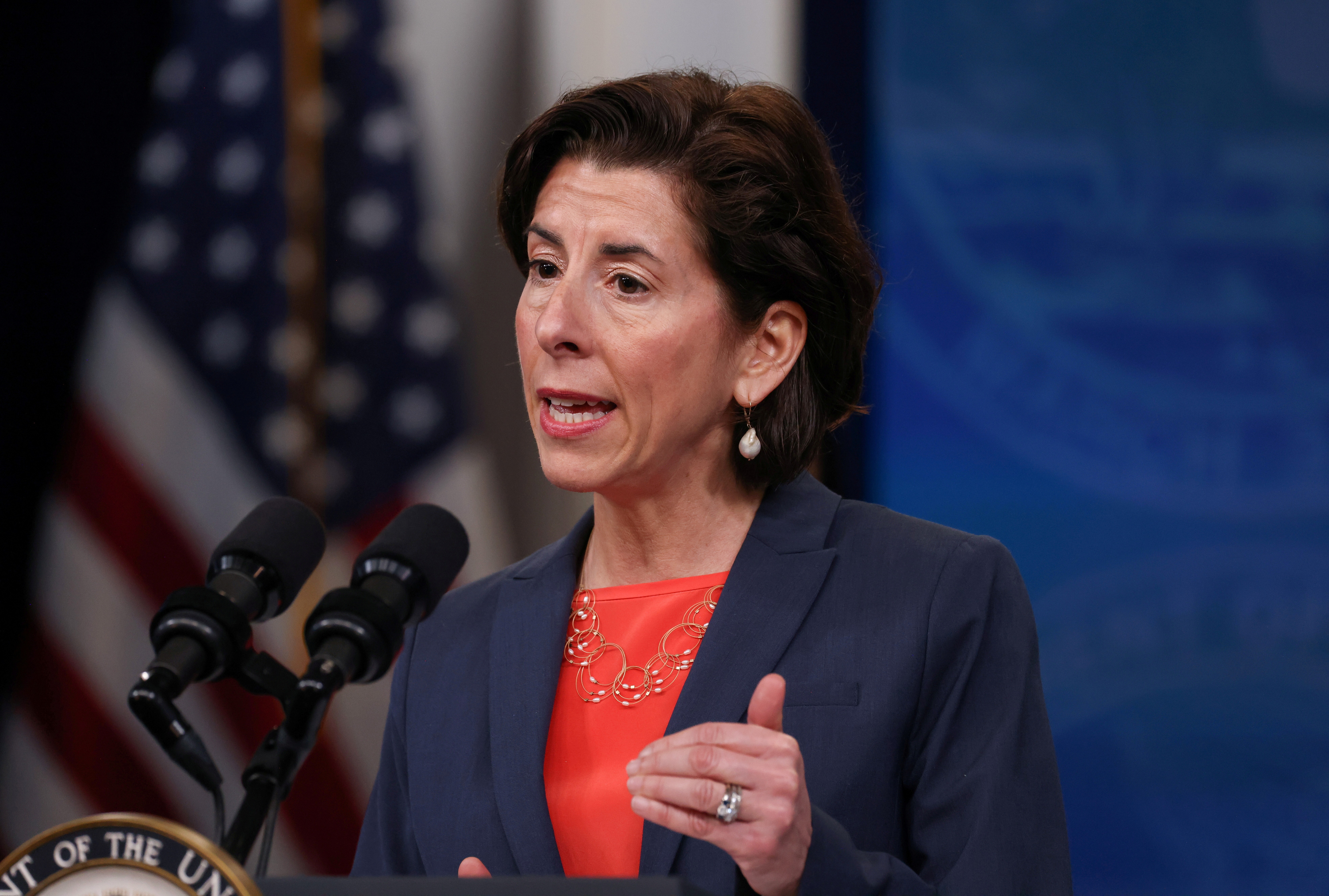 “We can’t let China write the rules around AI,” US Commerce Secretary Gina Raimondo told the Global Emerging Technology Summit in Washington on Tuesday. Photo: Reuters