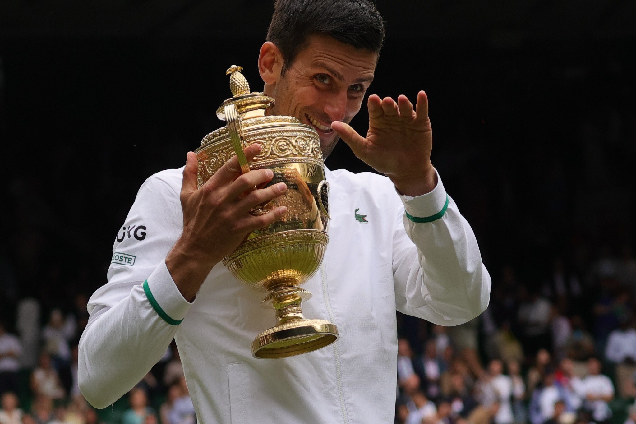 Novak Djokovic of Serbia celebrates after beating Matteo Berrettini of Italy to win Wimbledon in July. Photo: Xinhua