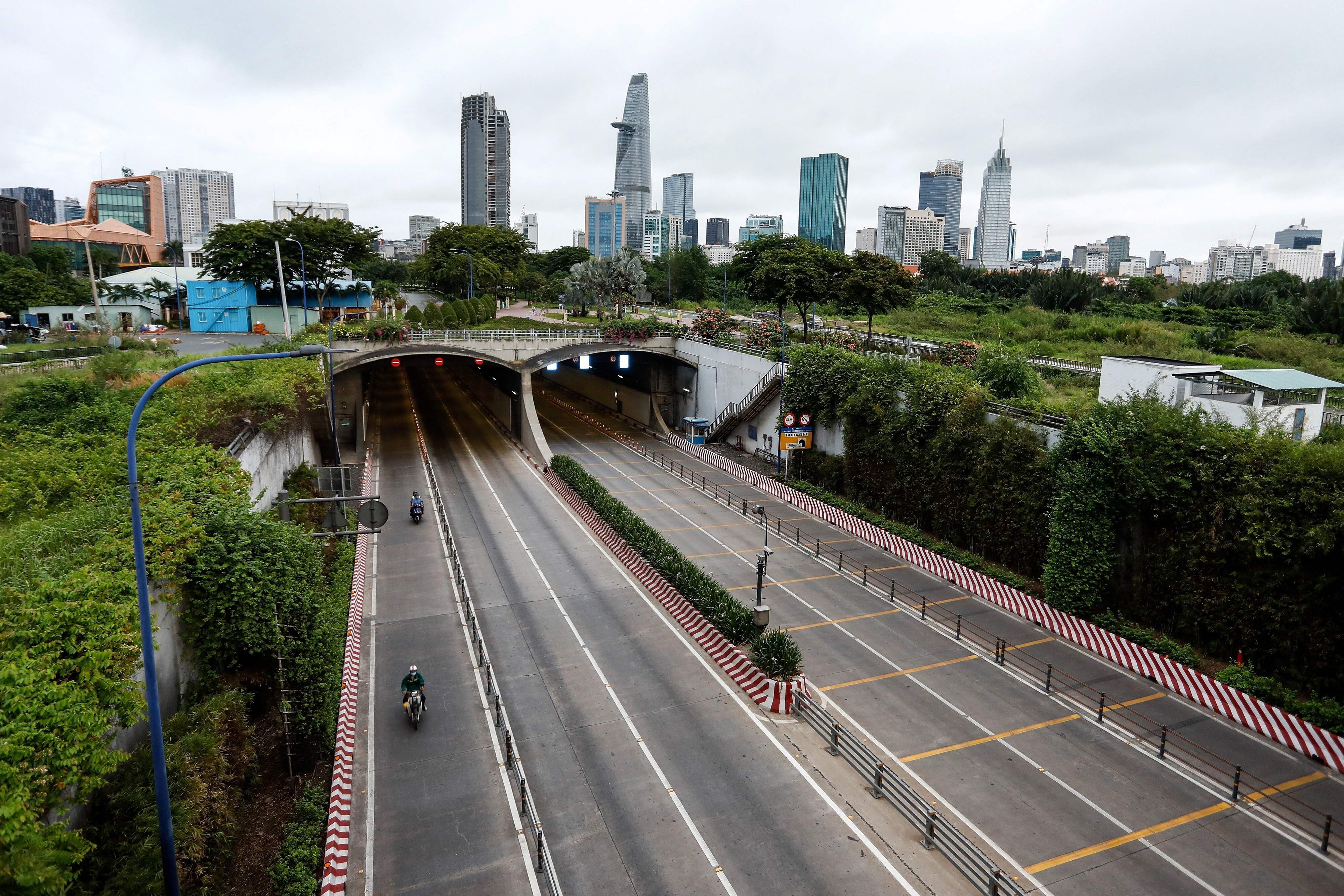 A deserted highway in Ho Chi Minh City, which remains under lockdown to curb an outbreak of Covid-19 cases. Photo: AFP
