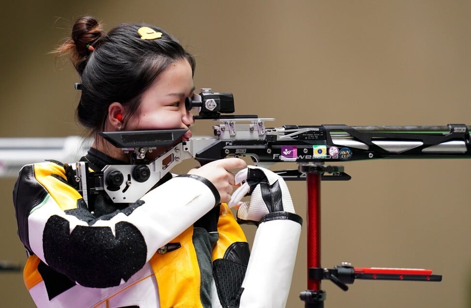 Yang Qian of China competes during the Tokyo 2020 women’s 10m air rifle final. Photo: Xinhua