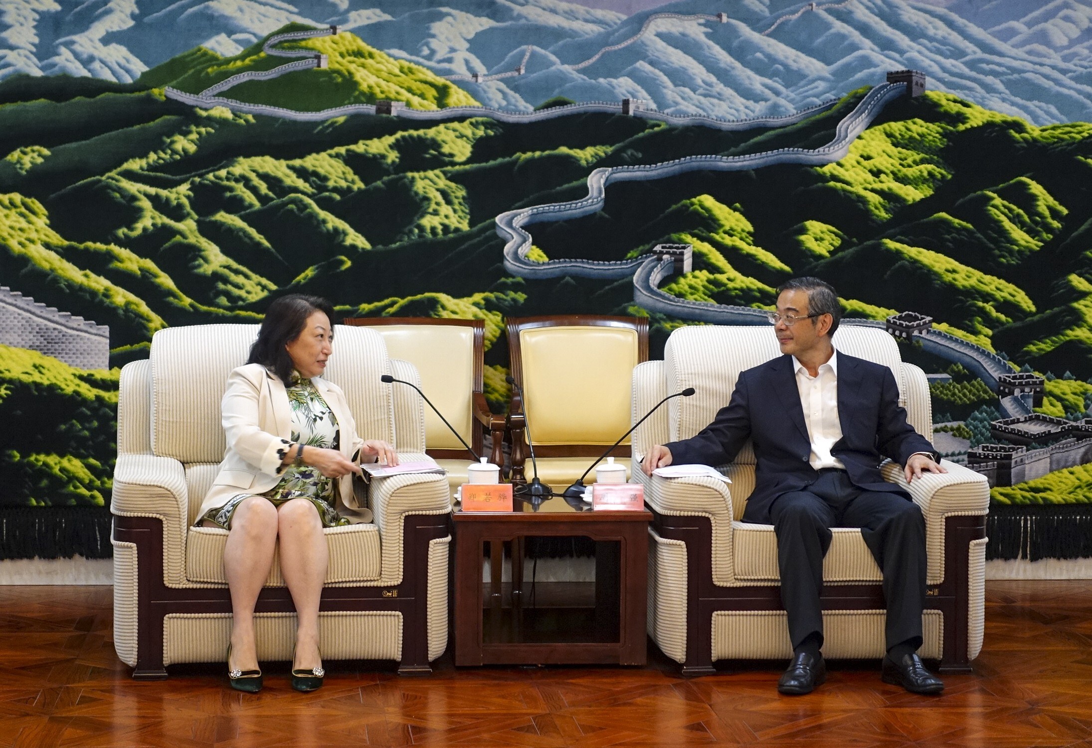 Teresa Cheng meets Supreme People’s Court president Zhou Qiang in Beijing. Photo: SCMP Pictures