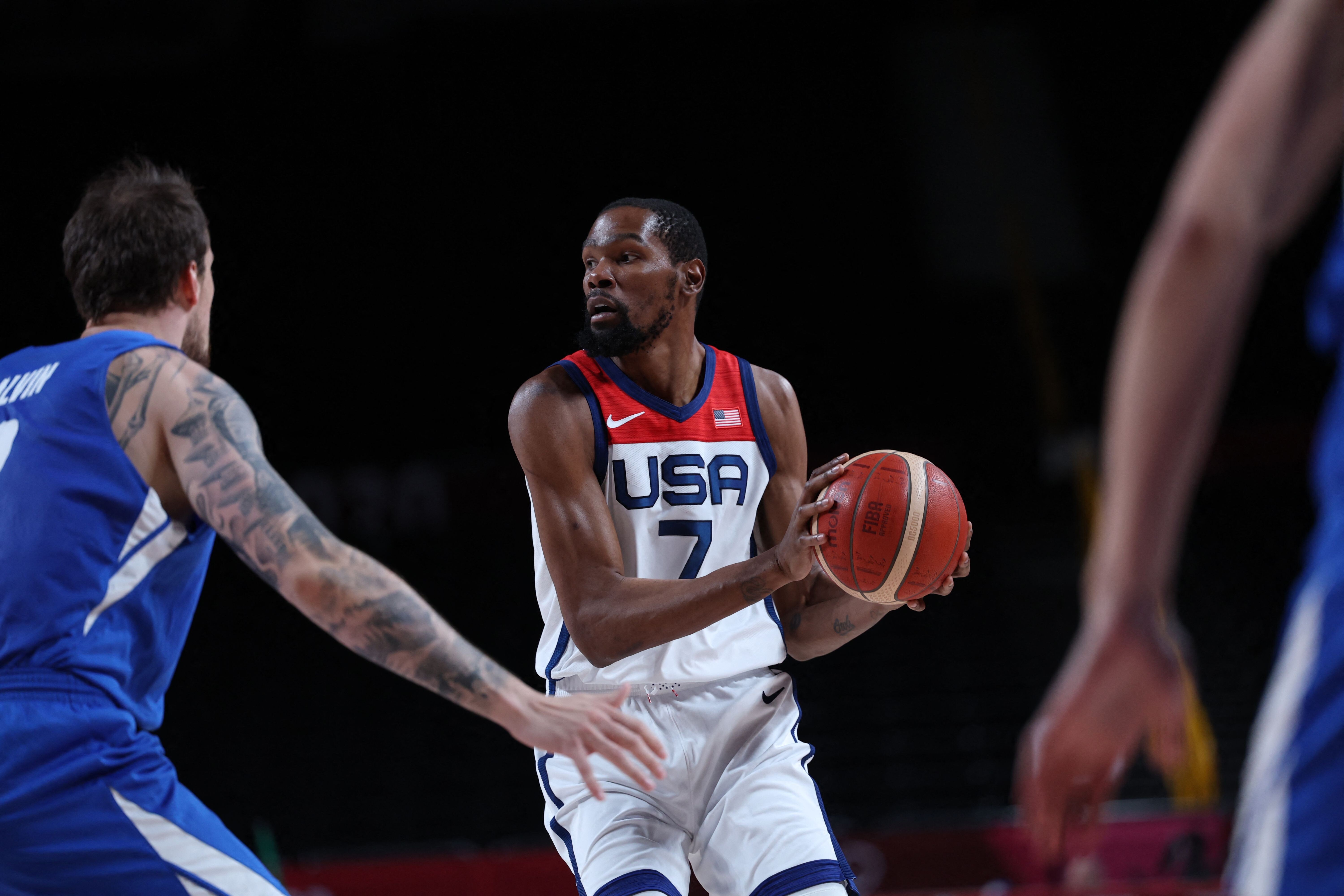 Kevin Durant finally caught fire as the USA men’s basketball team downed the Czech Republic in their final group match-up. Photo: AFP