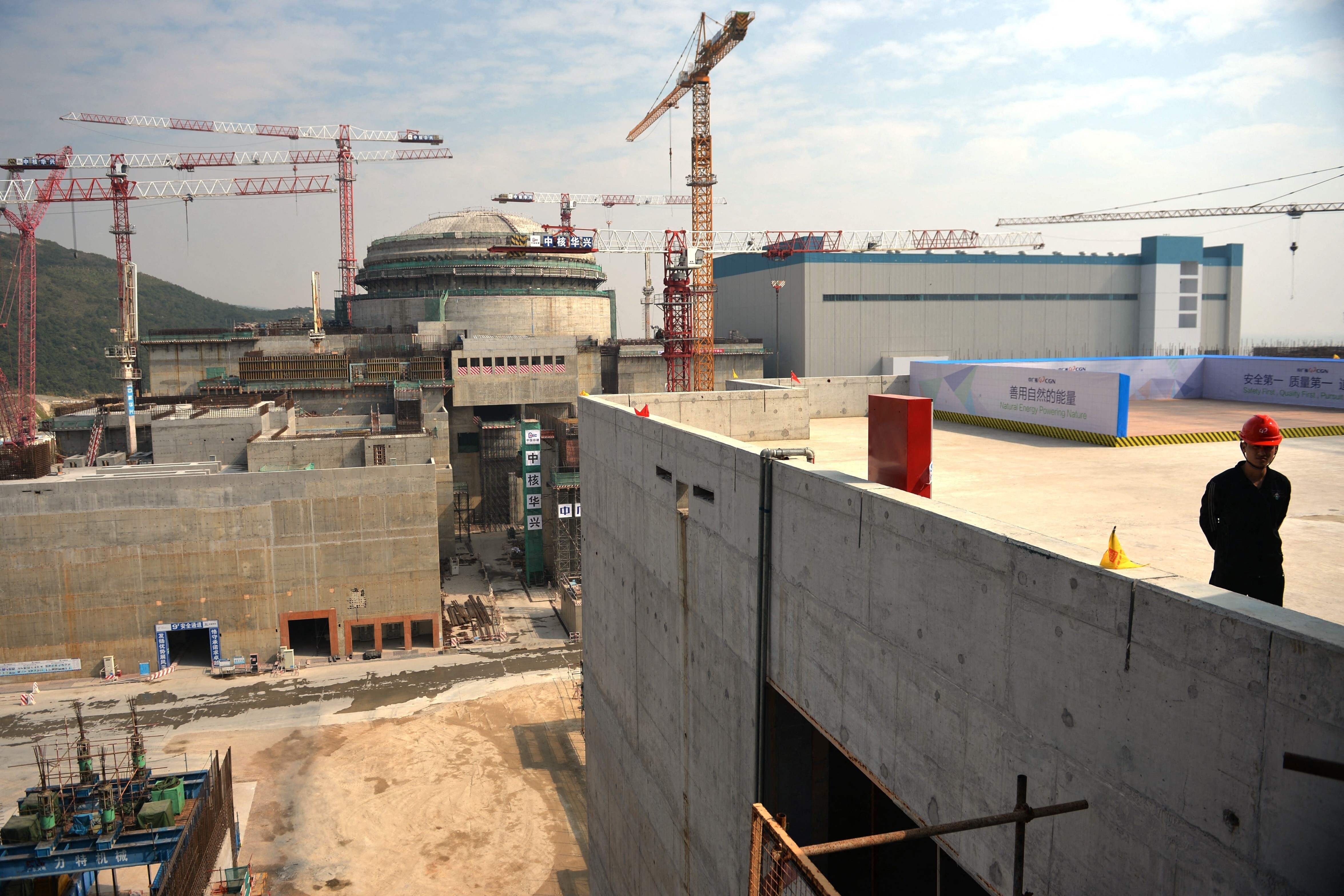 The Taishan plant under construction in 2013. It is the first in the world to use a reactor design meant to be safer and more efficient than previous technology. Photo: AFP