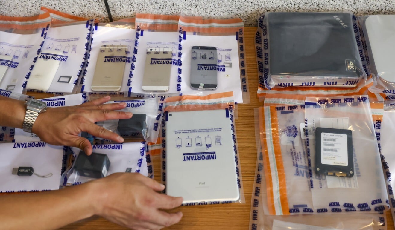 Police display the items seized during the operation. Photo: Nora Tam Police display the items seized during the operation. Photo: Nora Tam