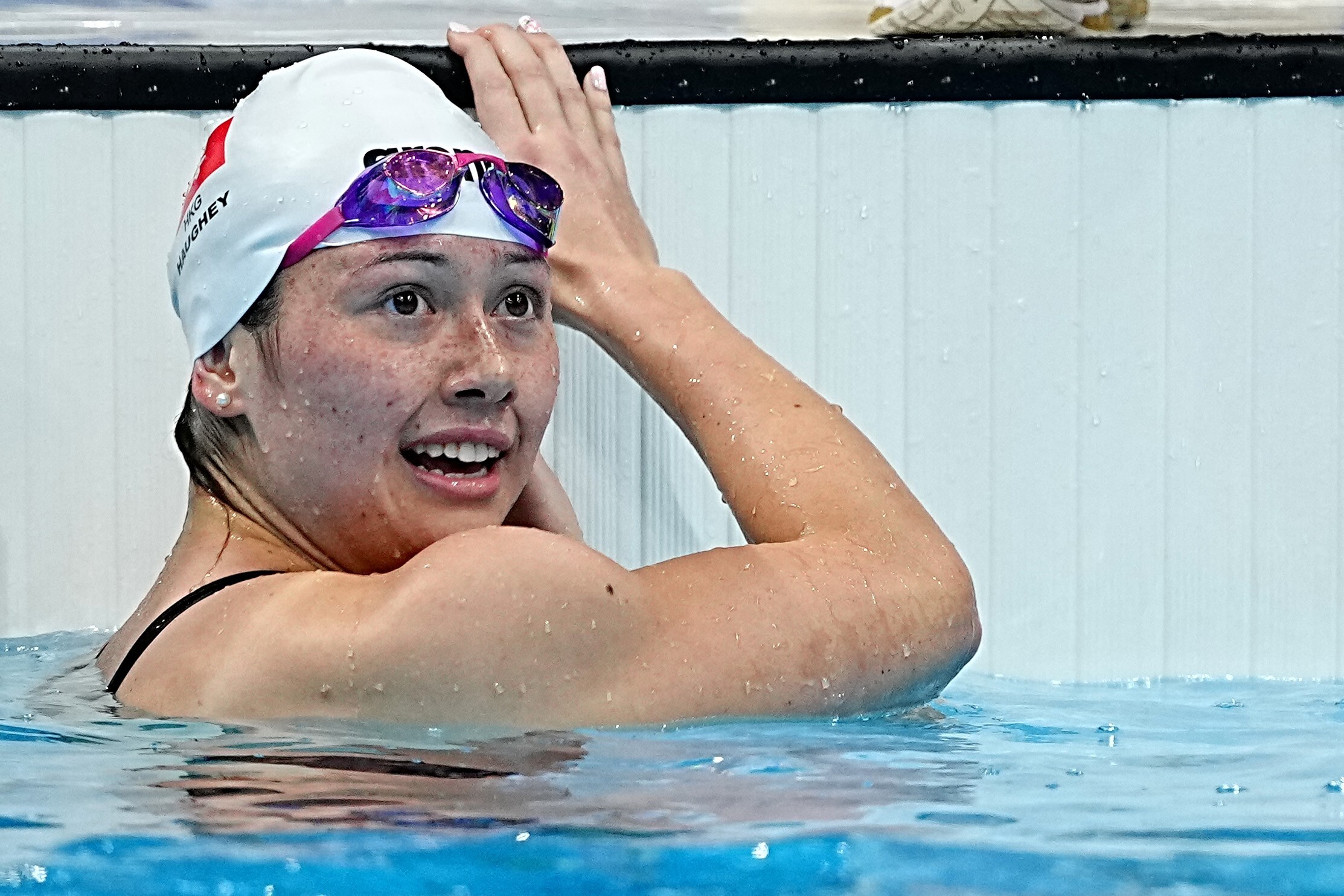 Hong Kong‘s Olympic silver medallist Haughey Siobhan after the Women’s 200m Freestyle Final at the Tokyo 2020 Olympic Games. Photo: DPA