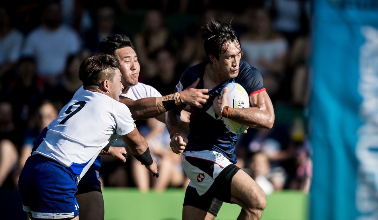Hong Kong fan favourite Salom Yiu Kam-shing against South Korea in a men’s Asia Rugby Sevens qualifier match in Hong Kong in 2015. Photo: HKRU