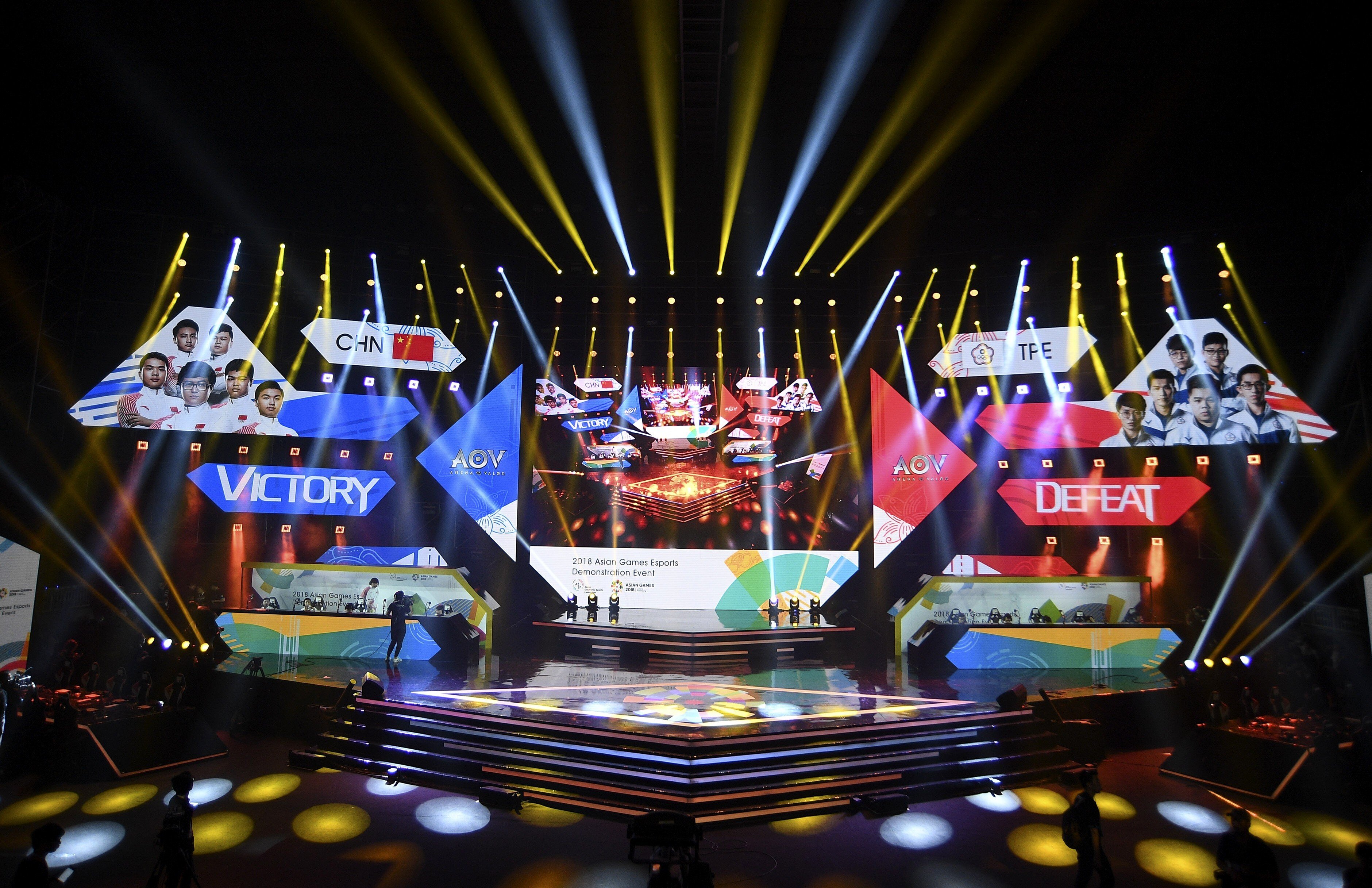 The China eSports team play Taiwan in the eSports exhibition at the 18th Asian Games in August 2018. Photo: AP
