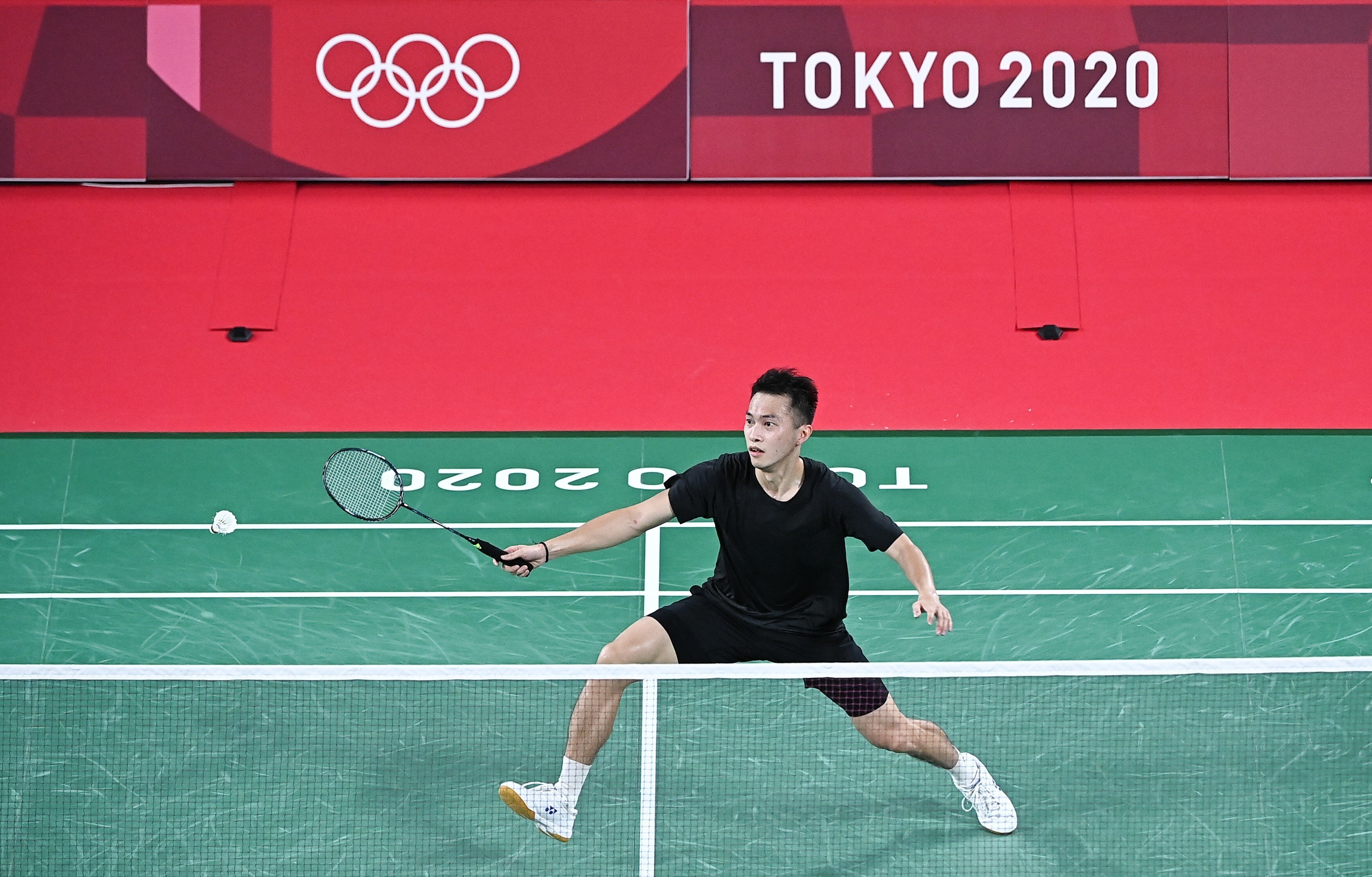 Angus Ng Ka-long wearing the now infamous black shirt missing the Bauhinia emblem. Photo: Xinhua