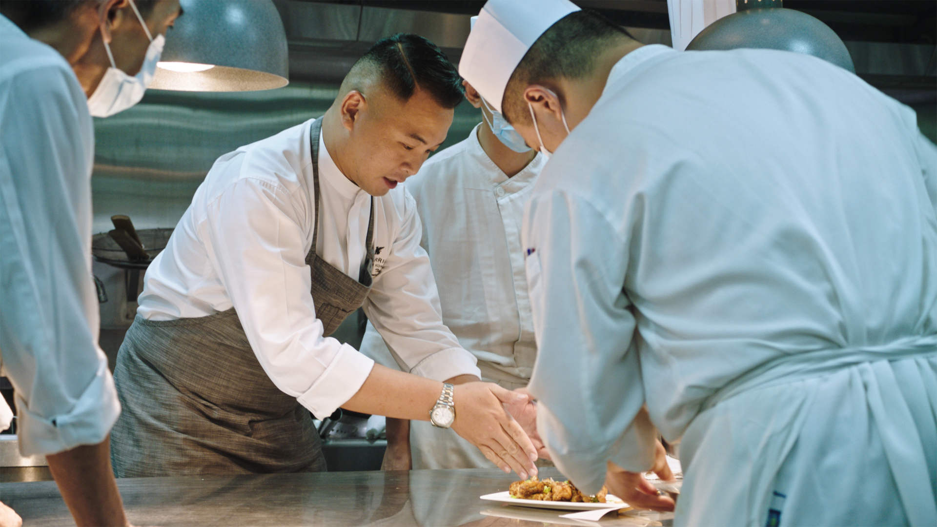 Executive chef Jayson Tang with his team at Man Ho Chinese Restaurant at the JW Marriott Hotel Hong Kong.