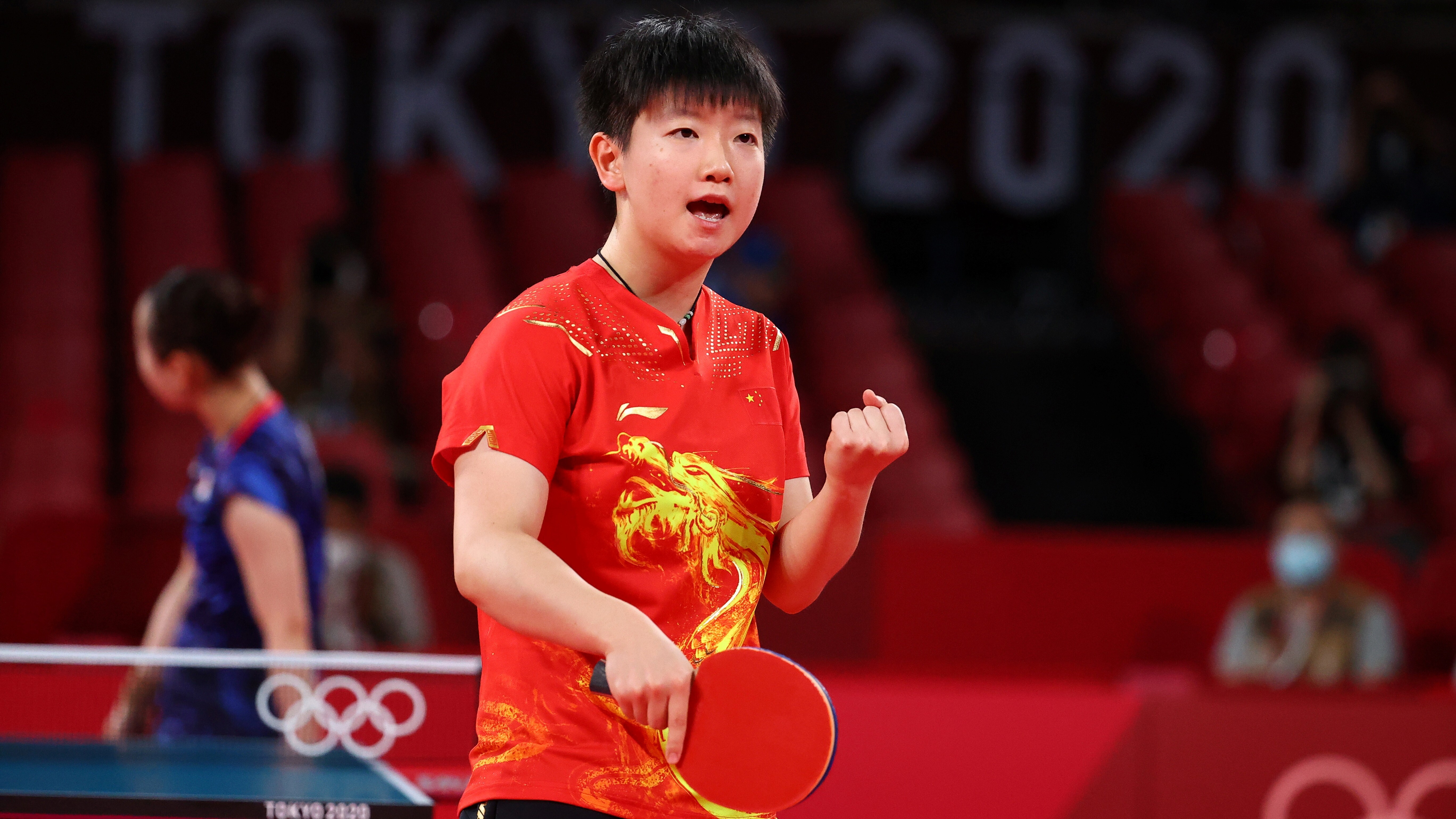 Sun Yingsha of China reacts during her women’s team table tennis gold medal match against Mima Ito of Japan. Photo: Reuters