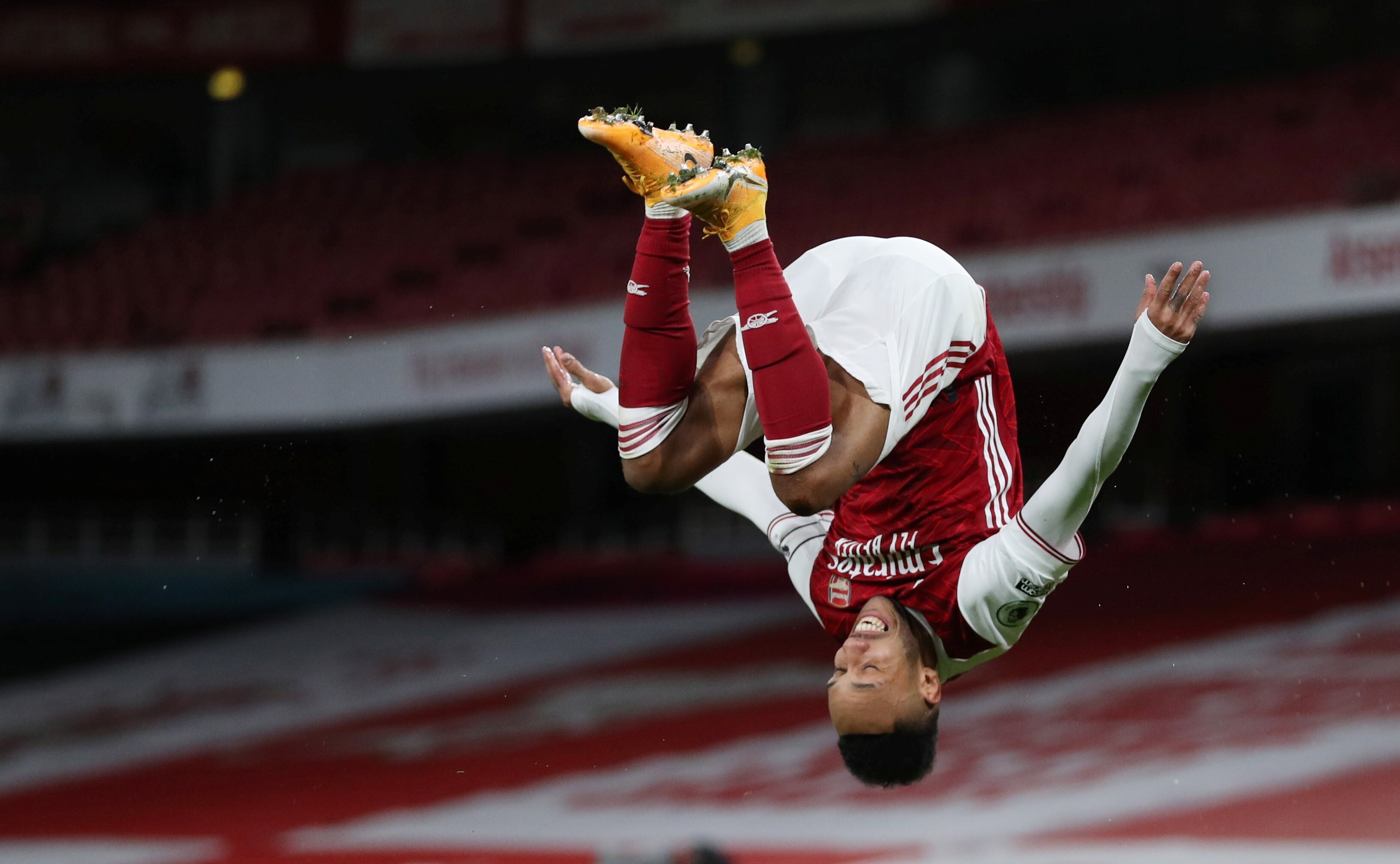 Arsenal's Pierre-Emerick Aubameyang celebrates against Newcastle United in the English Premier League. Photo: Reuters