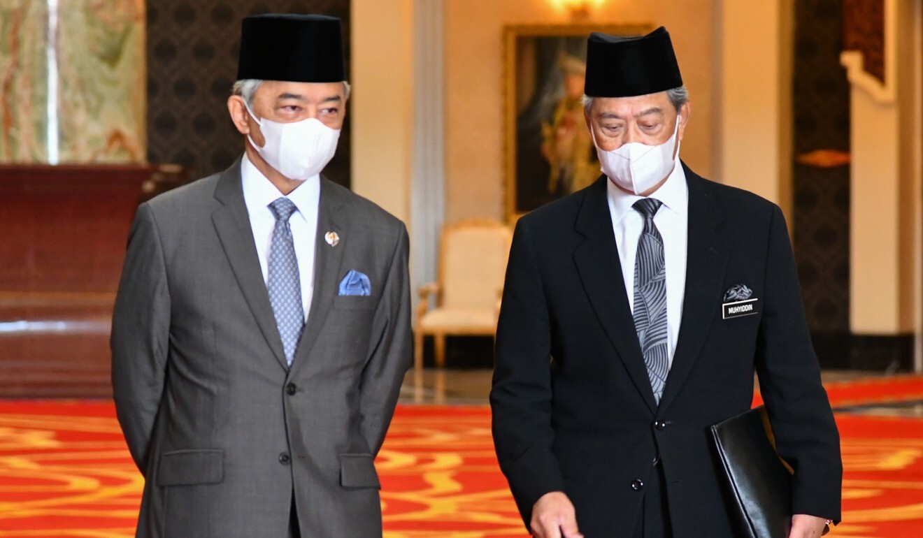 Malaysian Prime Minister Muhyiddin Yassin (right) with King Sultan Abdullah Sultan Ahmad Shah. File photo: AFP