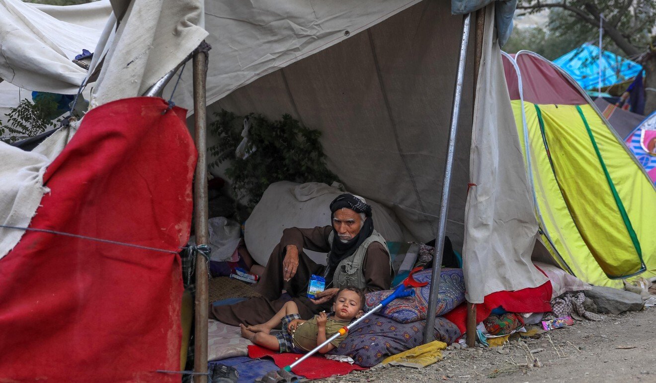 Internally displaced Afghans take shelter in a public park in Kabul. Photo: EPA-EFE