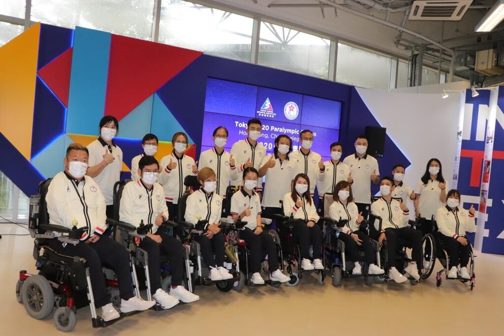 The Hong Kong delegation for the Tokyo 2020 Paralympic Games at the Hong Kong Sports Institute in Fo Tan in August. Photo: Chan Kin-wa