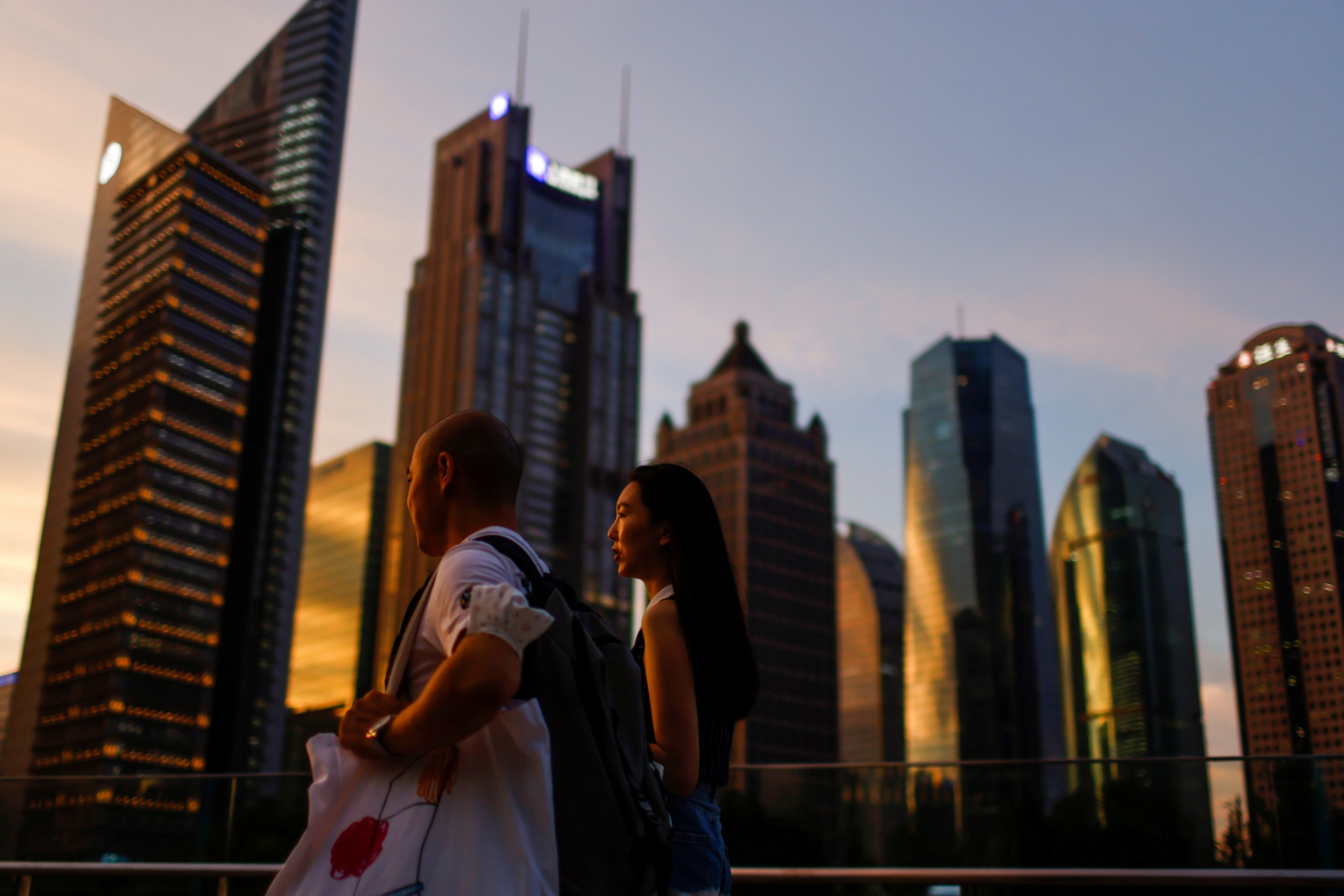 Lujiazui financial district during sunset in Pudong, Shanghai, China. Photo: Reuters