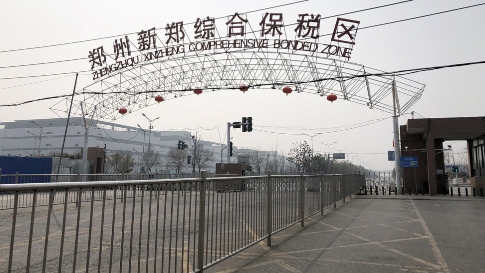 Foxconn Technology Group’s manufacturing complex for iPhones is located inside the Zhengzhou Xinzheng Comprehensive Bonded Zone, which is near the airport in central China’s Henan province. Photo: Cissy Zhou