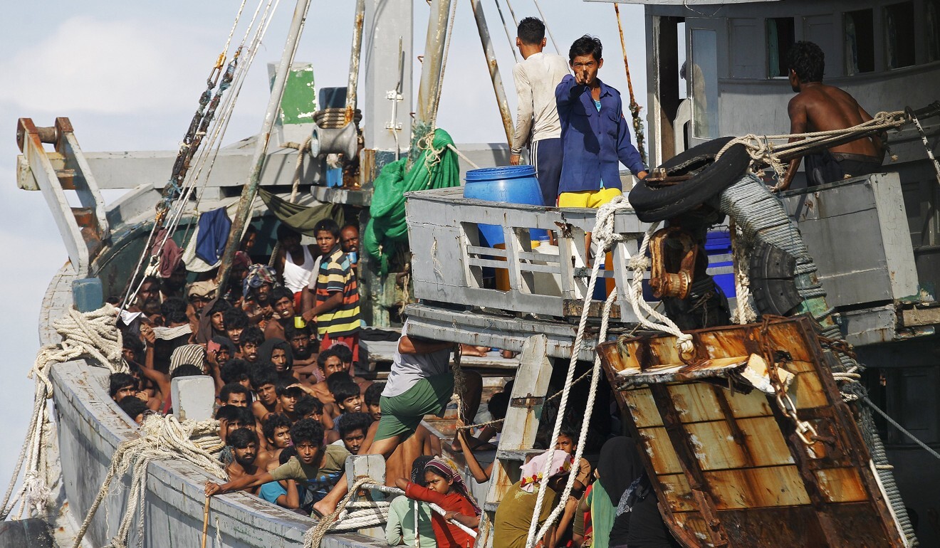 A boat packed with migrants in the Andaman Sea, in May 2015. Photo: Reuters
