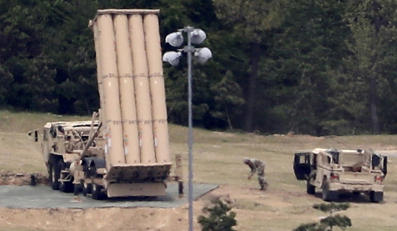 The THAAD anti-missile defence system is installed on a golf course in Seongju, South Korea. File photo: Yonhap via AP