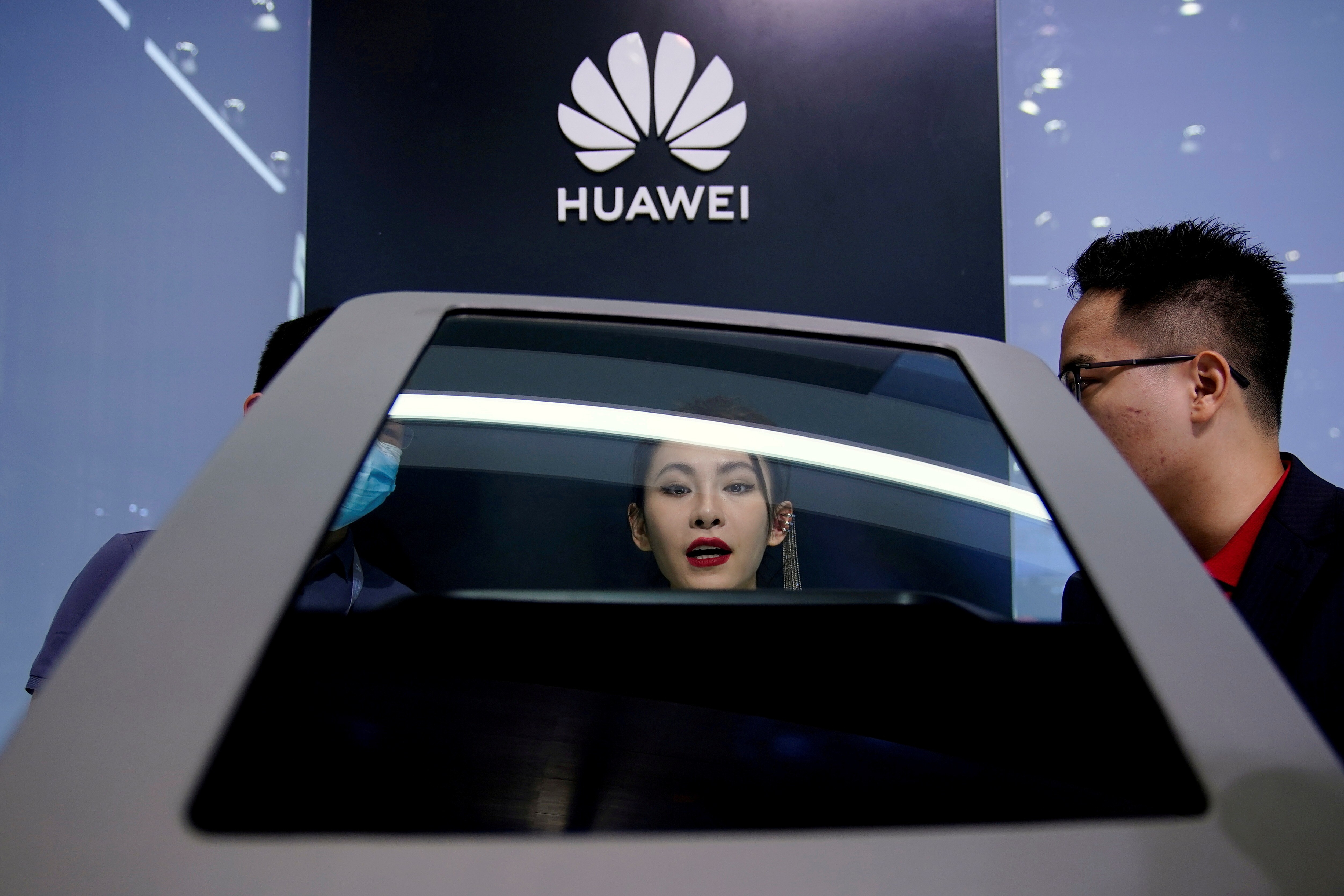 A Huawei display at the Auto Shanghai show in China on April 19, 2021. An outcry has followed reports that Huawei has won approval to purchase American-made automotive chips. Photo: Reuters