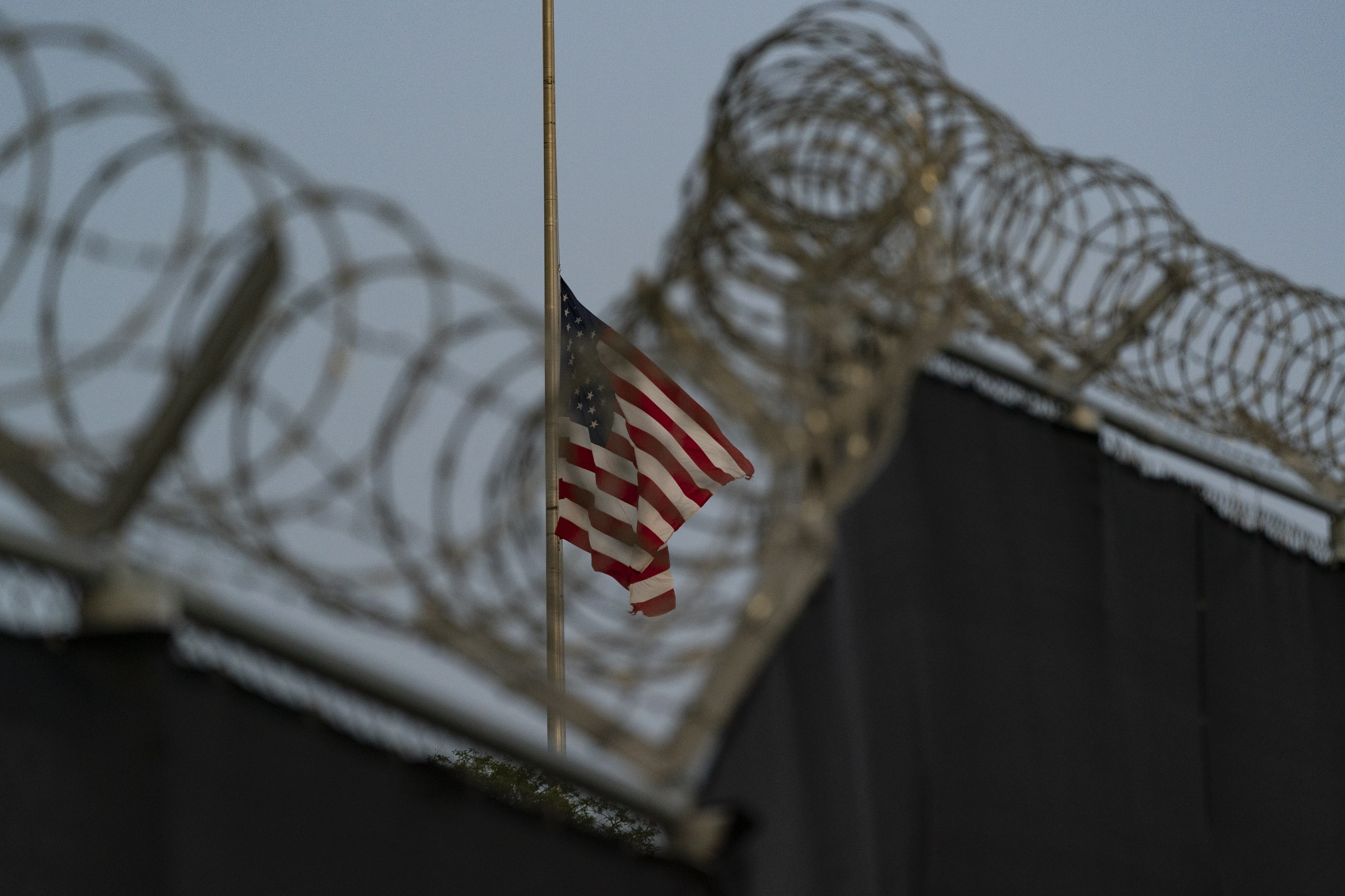 A US flag is seen flying at half-mast at the Guantanamo Bay Naval Base in Cuba, where the military commission proceedings are held for detainees charged with war crimes. Photo: AP