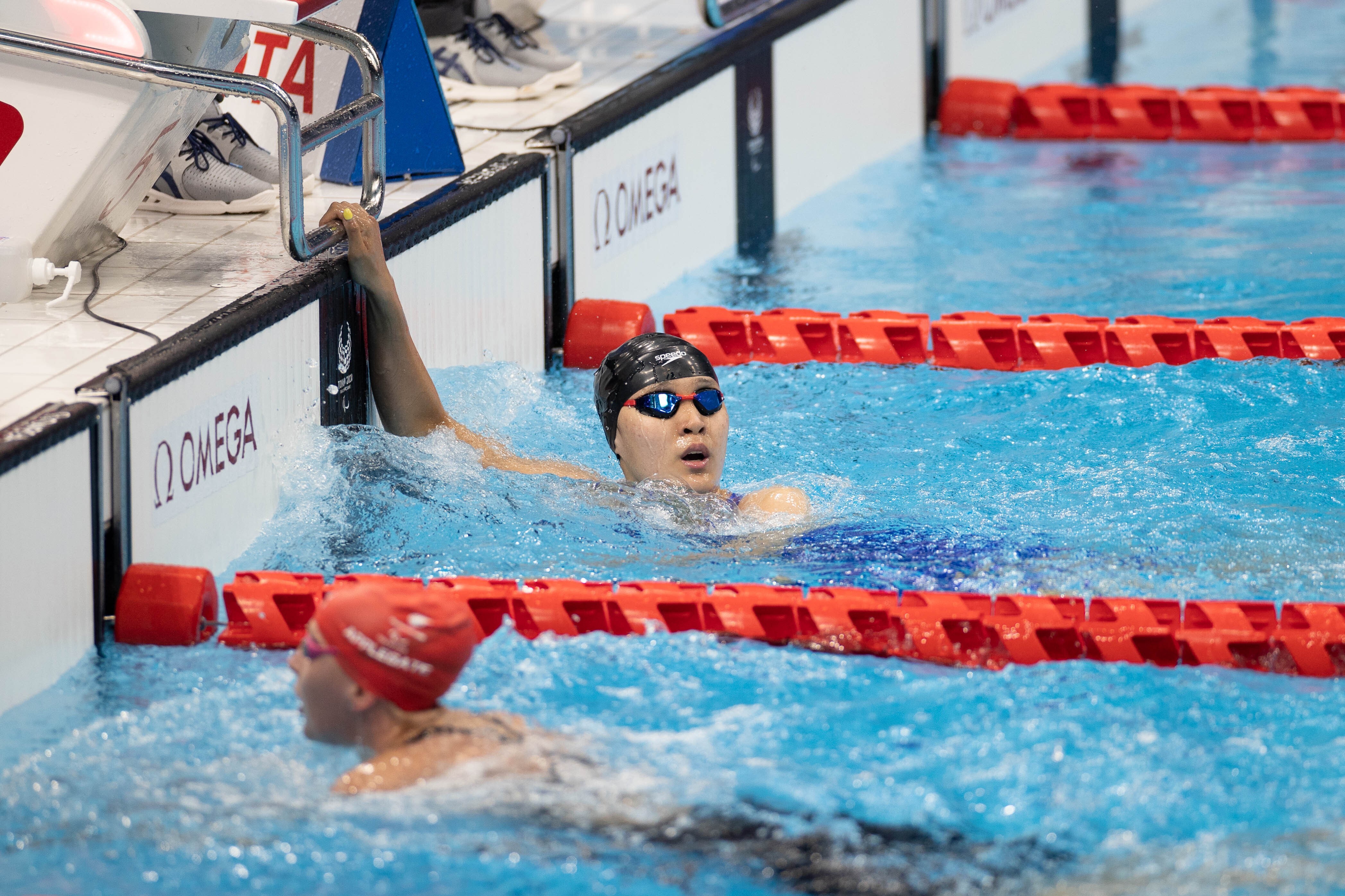 Hong Kong's Chan Yui-lam finishes first in the women's 100m butterfly (S14) heat 1 at the Tokyo 2020 Paralympic Games in the Tokyo Aquatics Centre in August. Photo: Hong Kong Paralympic Committee