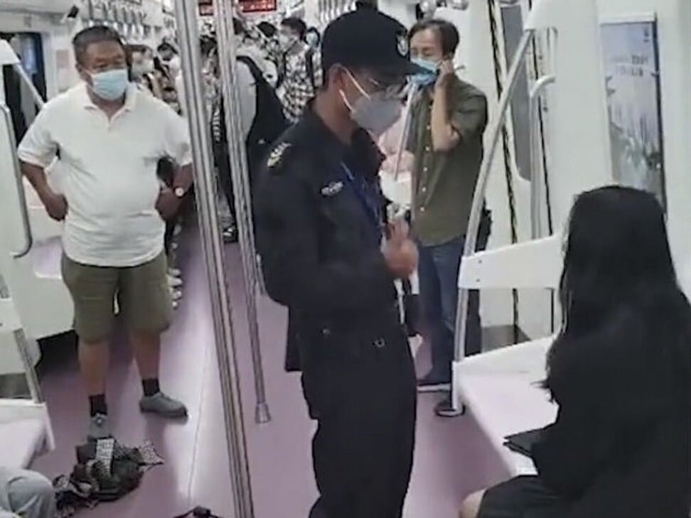 The woman was involved in a dispute with other passengers before she was dragged from the train. Photo: Handout