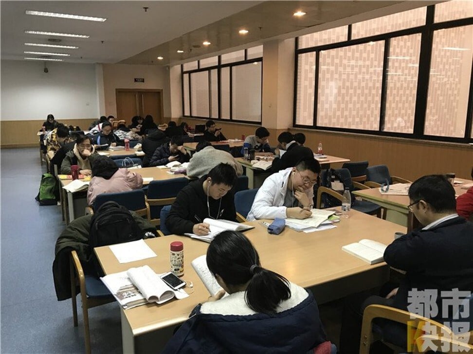 A preparatory school for China’s collegiate examinations, known as the gaokao, in the Zhejiang provincial capital on February 10, 2019. Photo: Handout/Dushikuaibao.