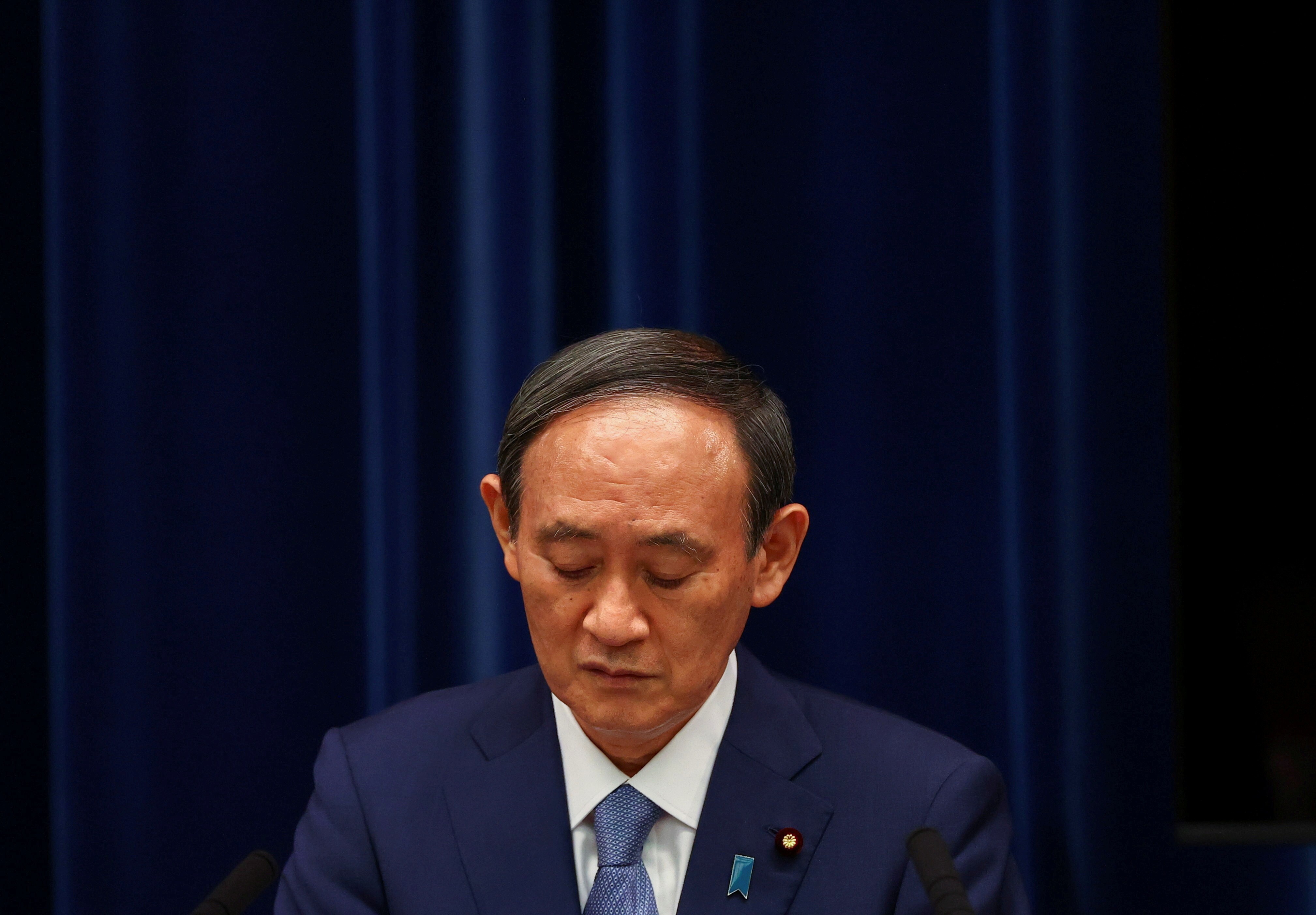 Japan's Prime Minister Yoshihide Suga pictured at a news conference on Japan's response to the Covid-19 pandemic earlier this summer. Photo: Reuters
