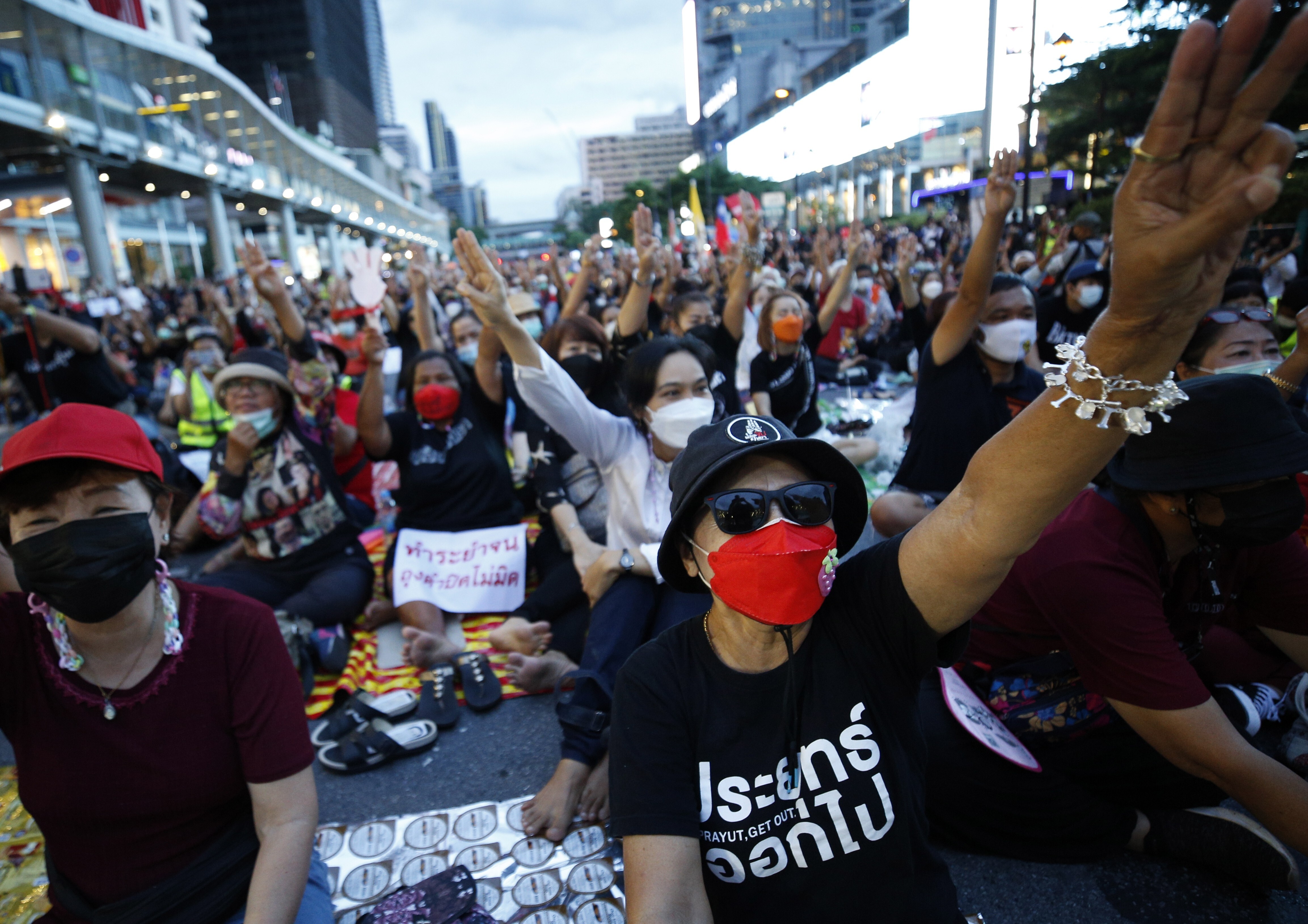 Anti-government protesters call for Prayuth Chan-ocha’s resignation in Bangkok. Photo: EPA