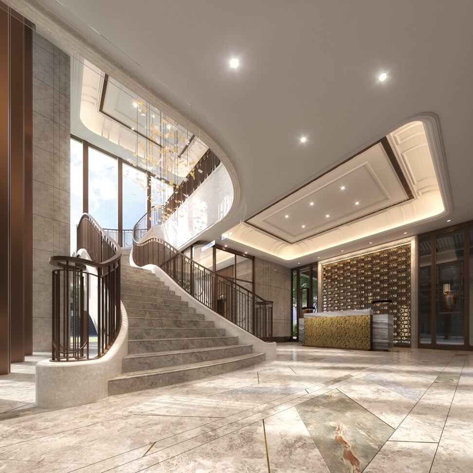 The lobby of the Grand Homm residential project at Ho Man Tin in Hong Kong’s Kowloon district. Photo: Goldin Group