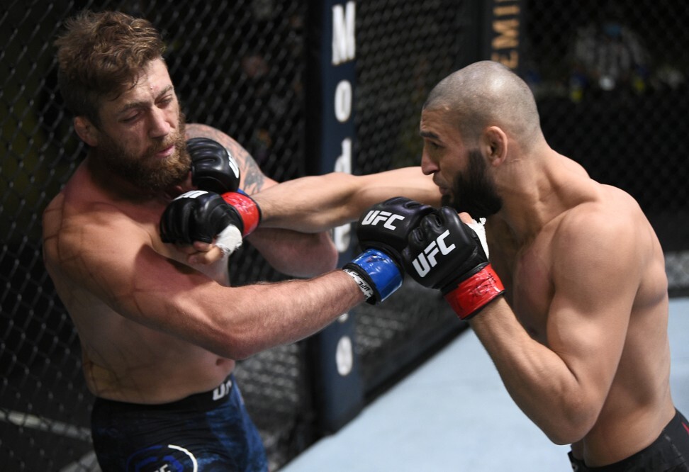 Khamzat Chimaev knocks Gerald Meerschaert out with one punch. Photo: Chris Unger/Zuffa LLC