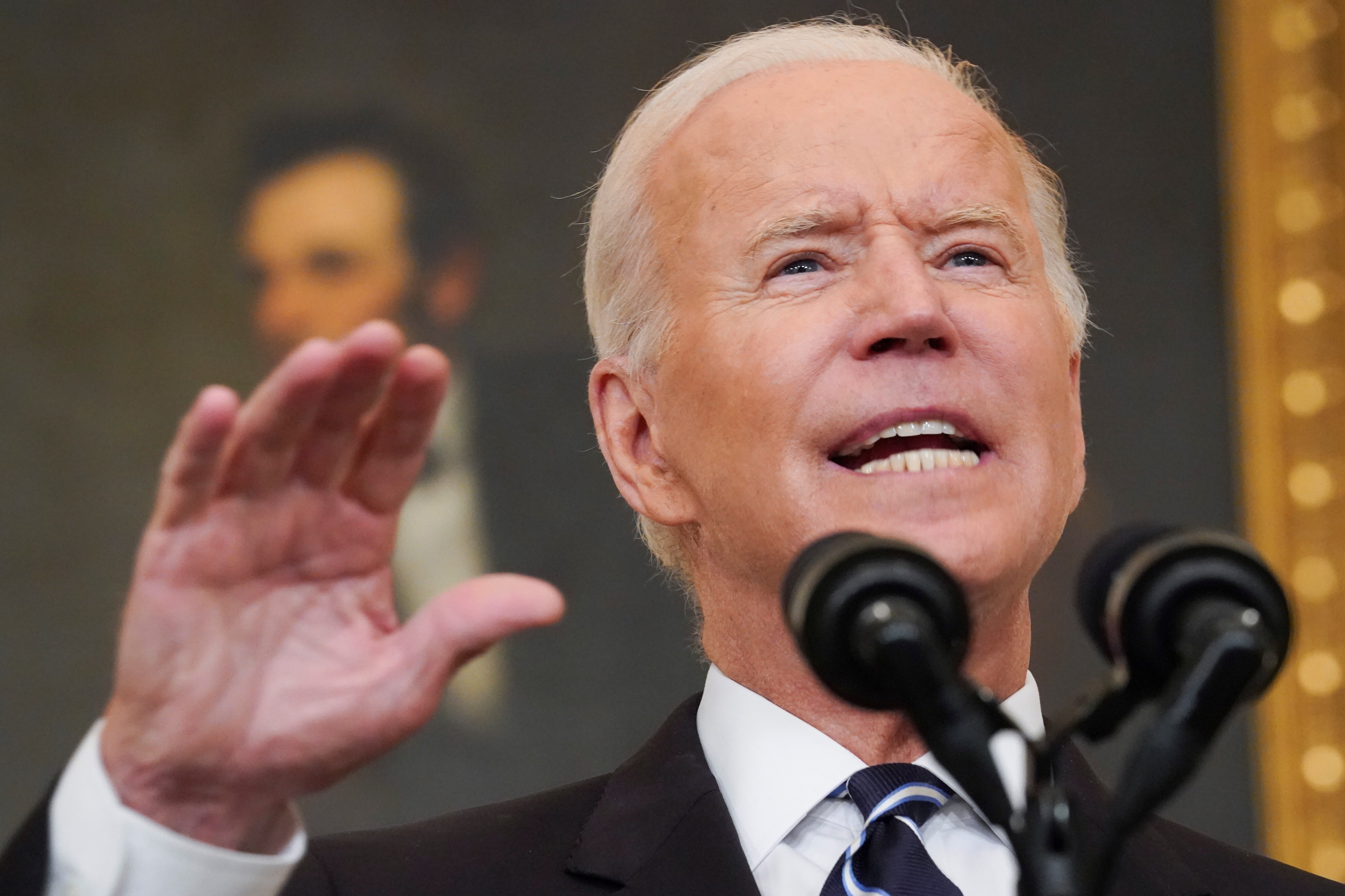 US President Joe Biden delivers remarks on the Delta variant and his administration's efforts to increase vaccinations at the White House on Thursday. Photo: Reuters