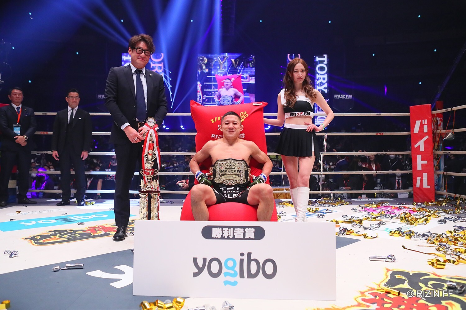 Kyoji Horiguchi celebrates his first-round TKO win over Kai Asakura at Rizin 26. Photos: Rizin Fighting Federation