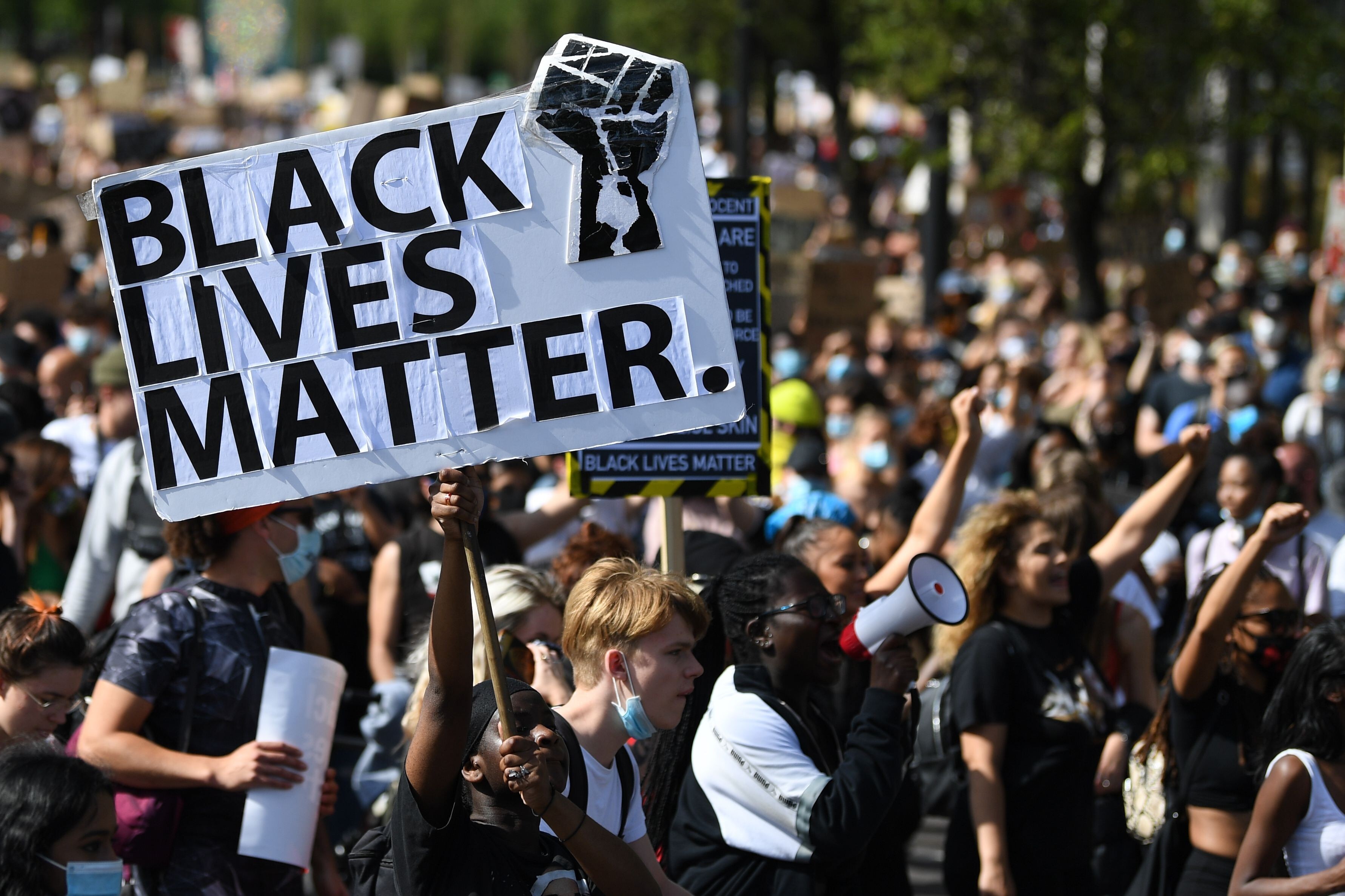 Activists attend a Black Lives Matter rally in central London. File photo: AFP