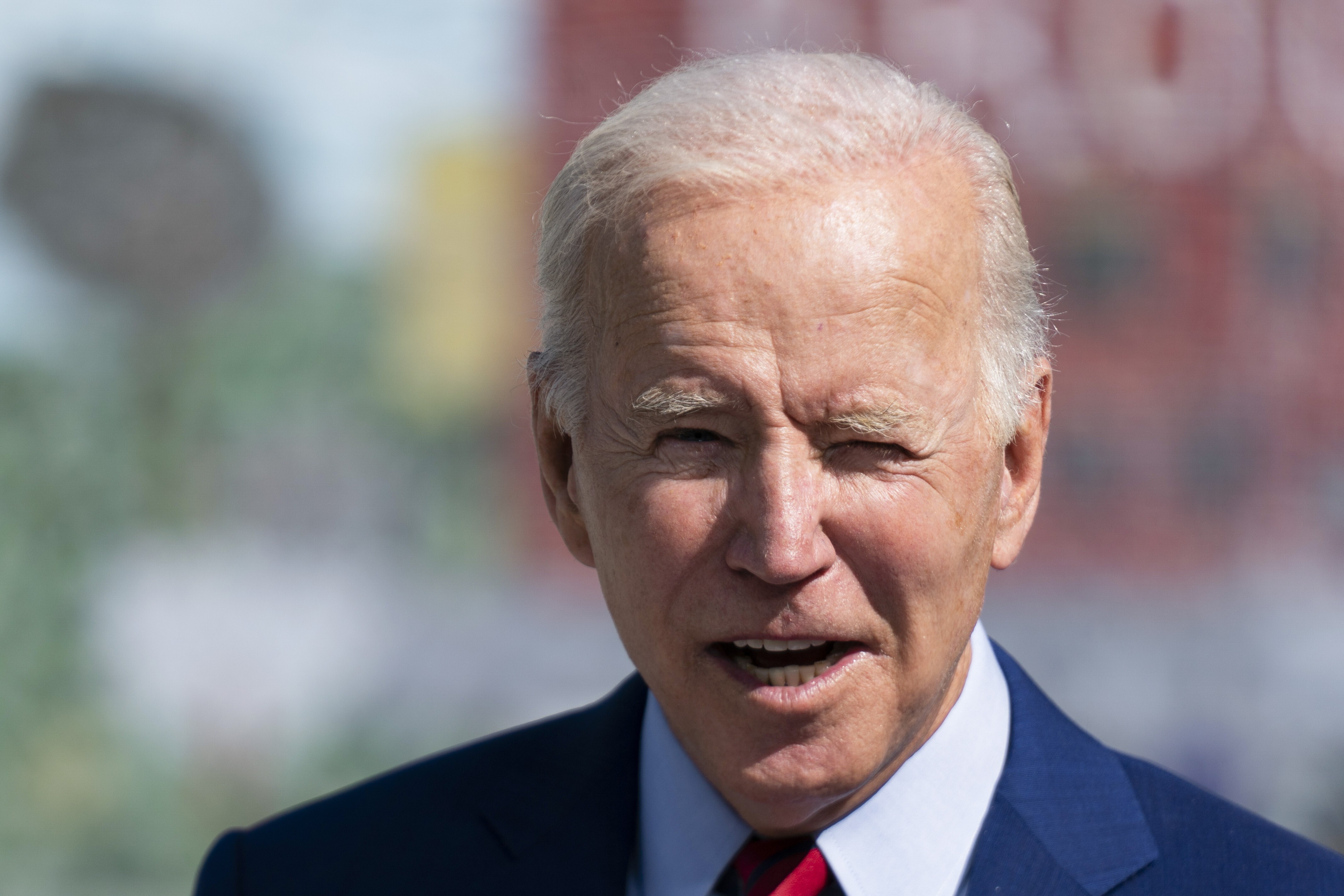 US President Joe Biden speaks at a middle school in Washington on Friday. Photo: AP
