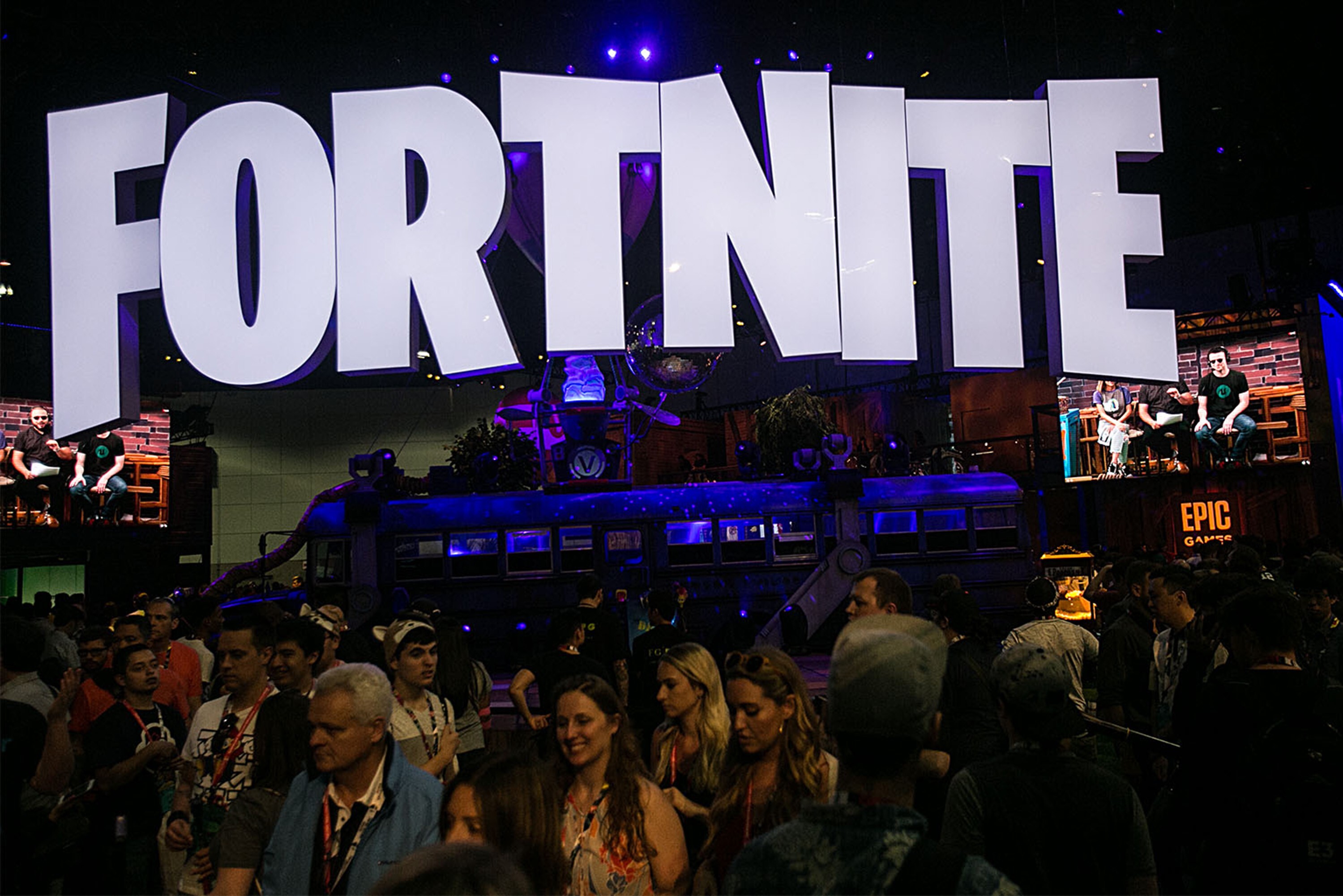 The Fortnite display, presented by Epic Games at the Electronic Entertainment Expo (E3) at the Los Angeles Convention Centre in June 2018. Photo: TNS