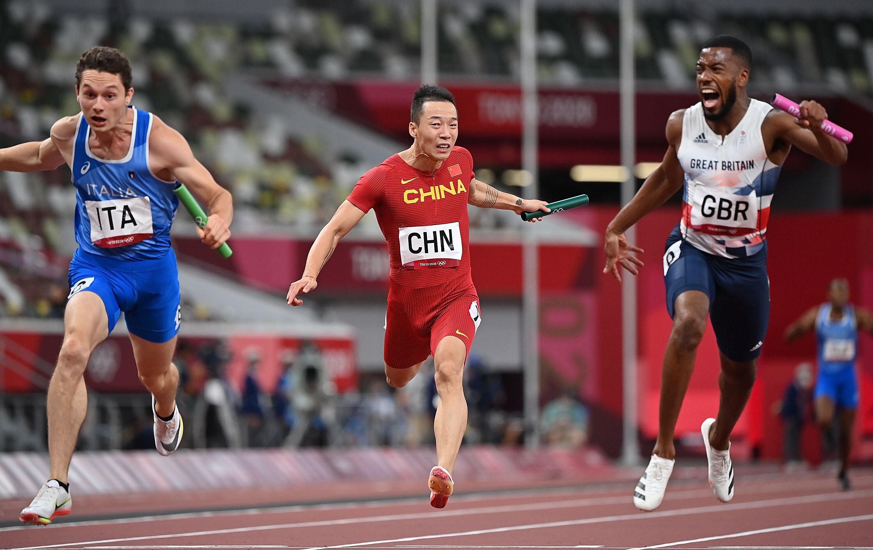China’s Wu Zhiqiang competes during the men’s 4x100m relay final at the Tokyo 2020 Olympic Games. Photo: Xinhua