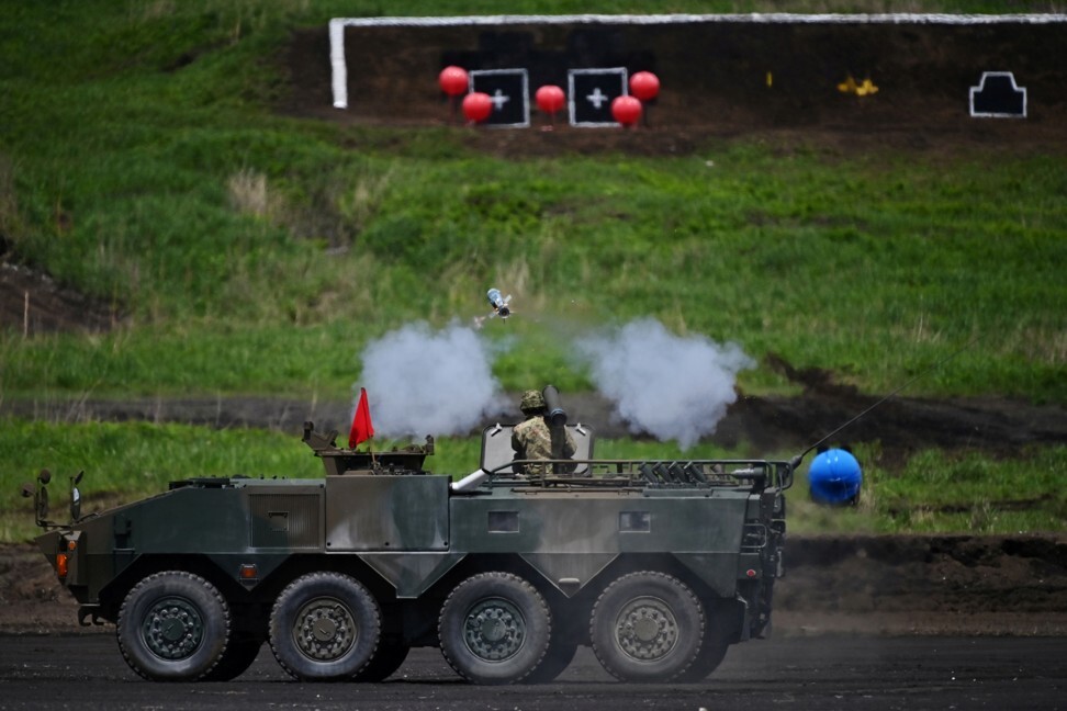 A soldier fires an anti-tank missile from a light armoured vehicle during the GSDF annual live fire exercise in 2020. Photo: Reuters